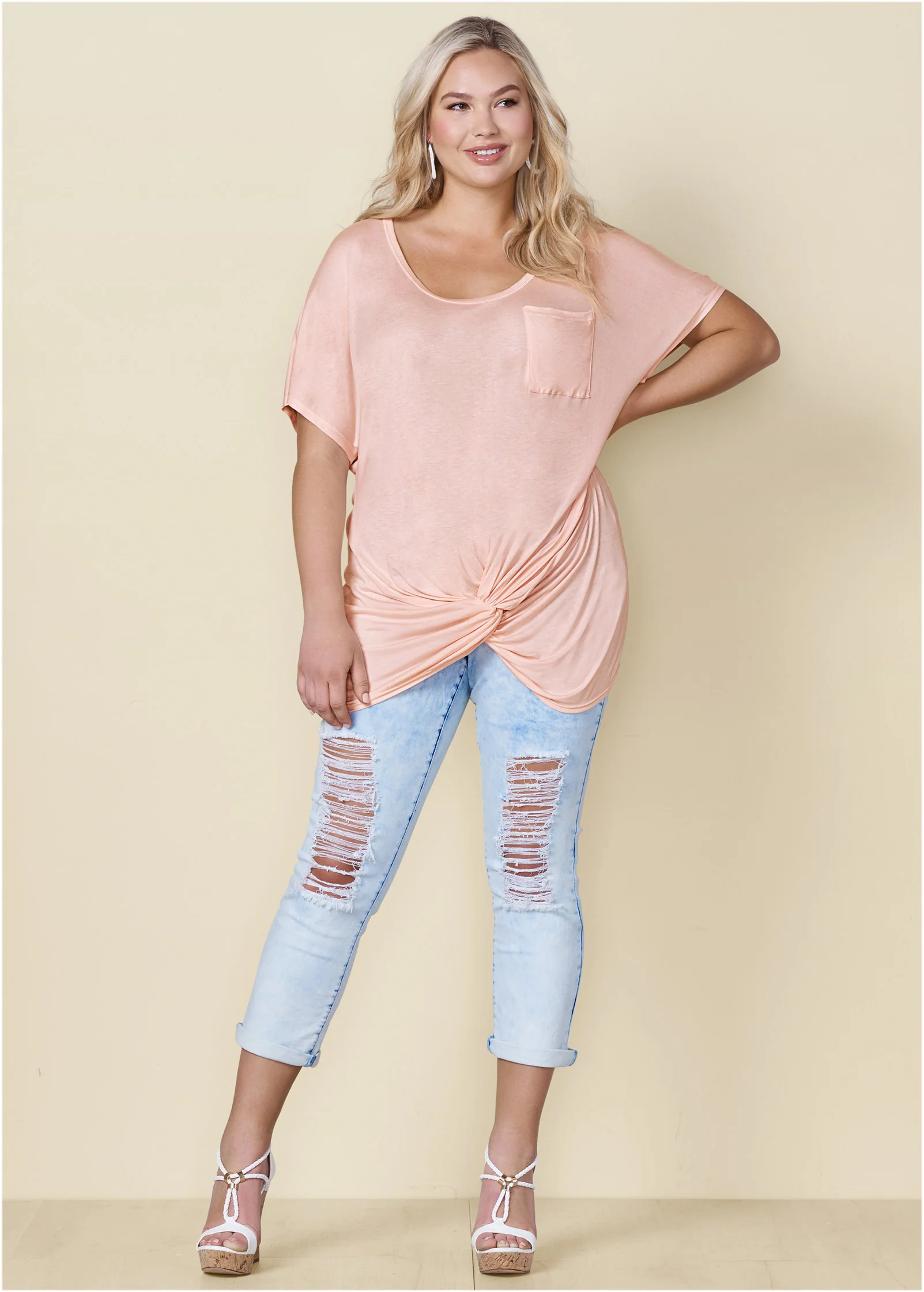 Twisted knot detail tee - Blush