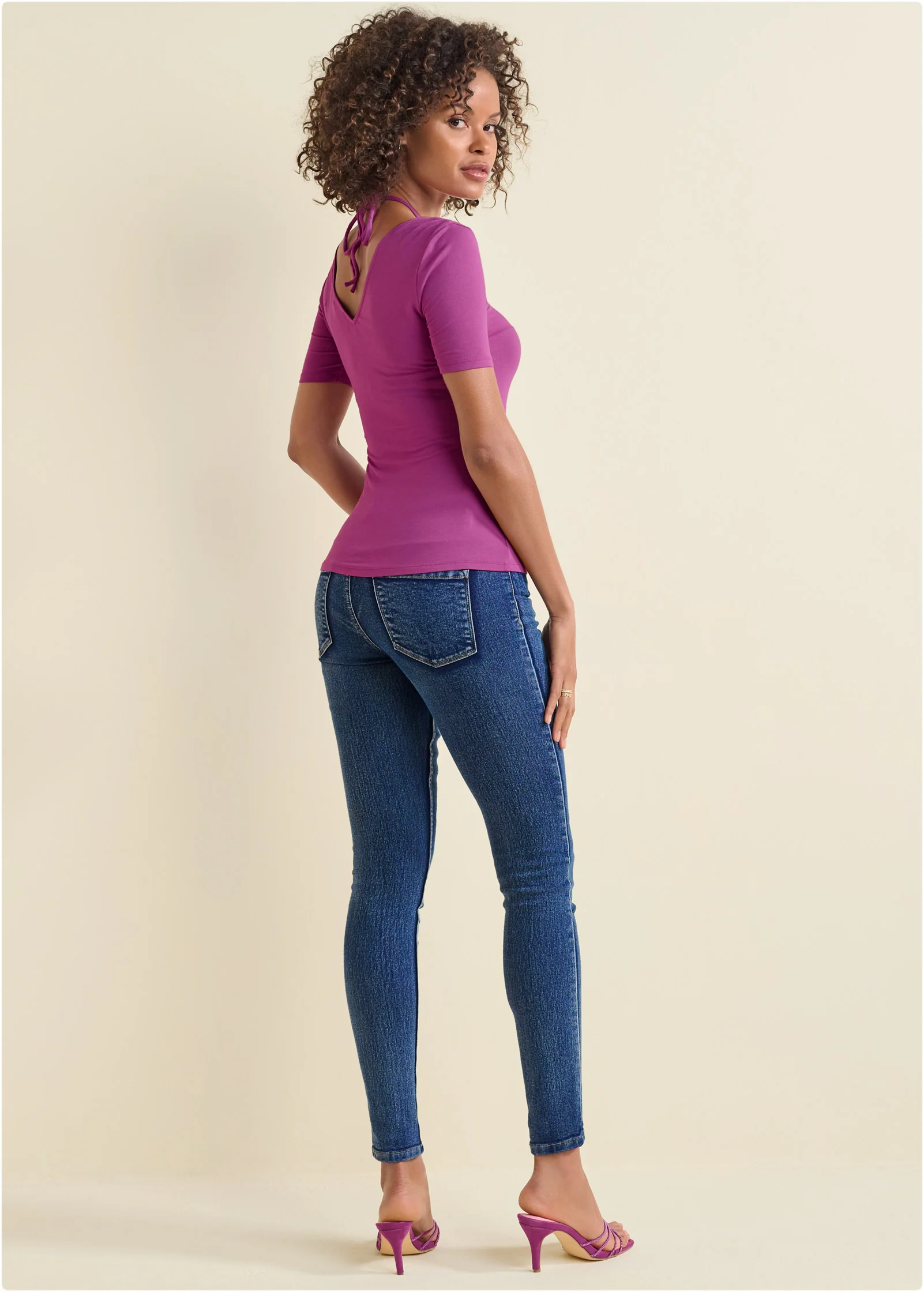 Ruched ring top - Dark Pink