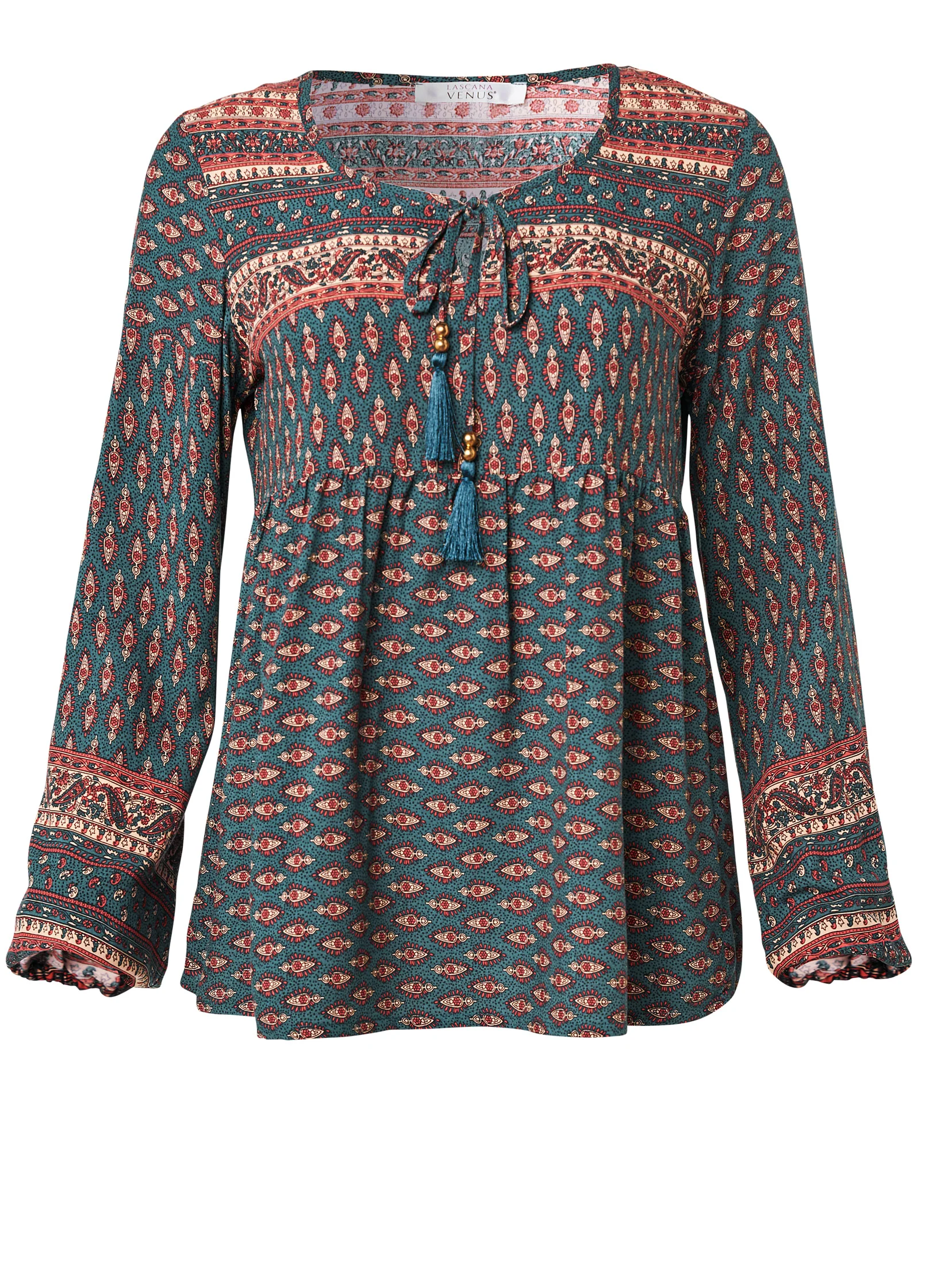 Boho printed top - Navy Multi