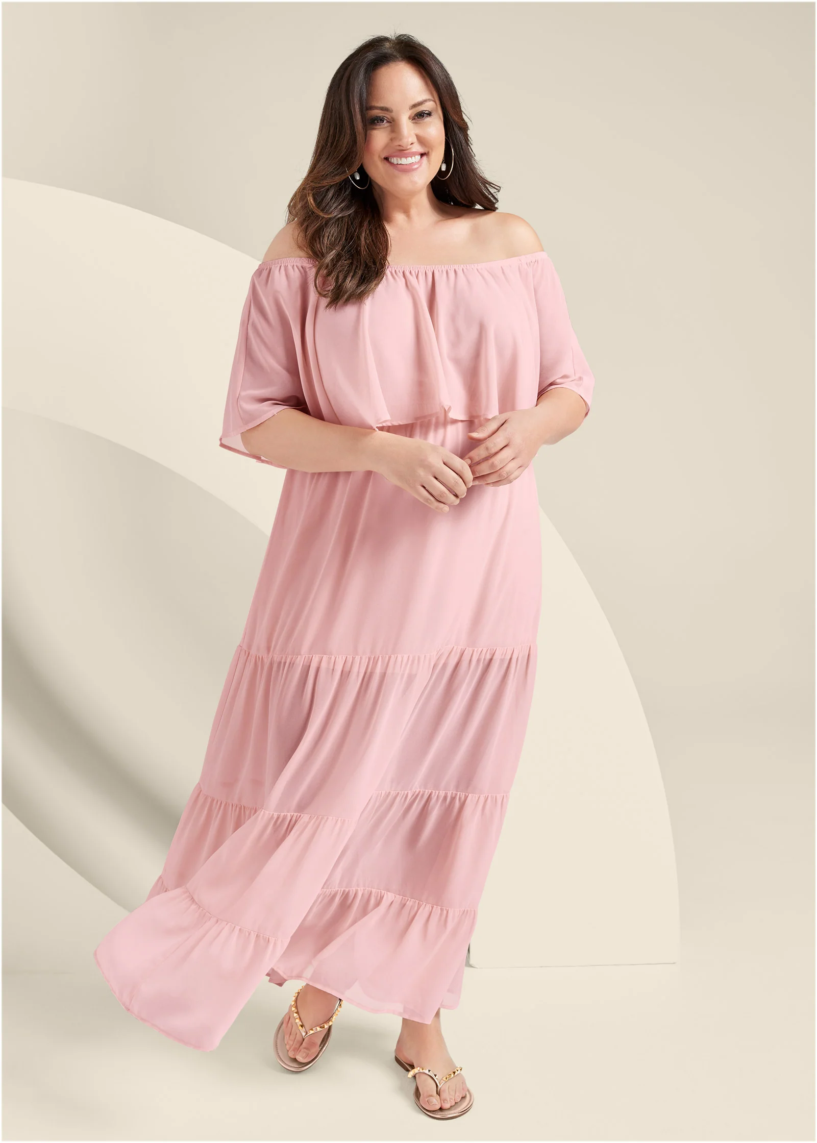Tiered maxi dress - Blush