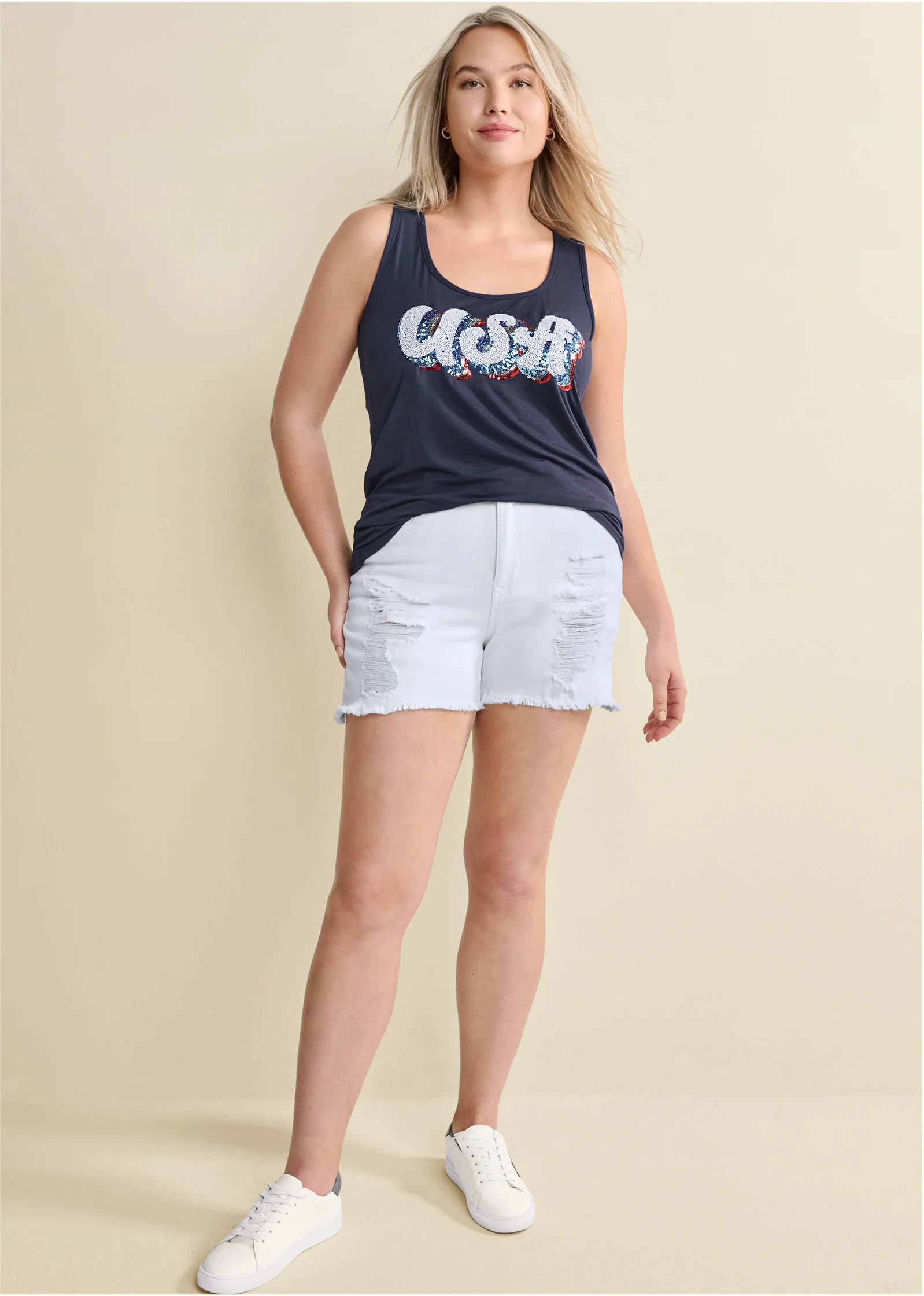 Americana Sequin Tank Top - Blue Multi