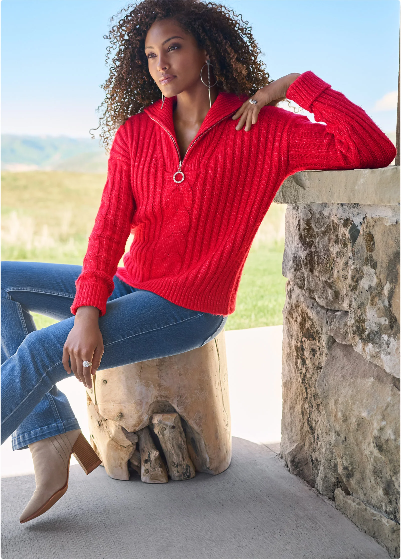 Quarter zip sweater - Red