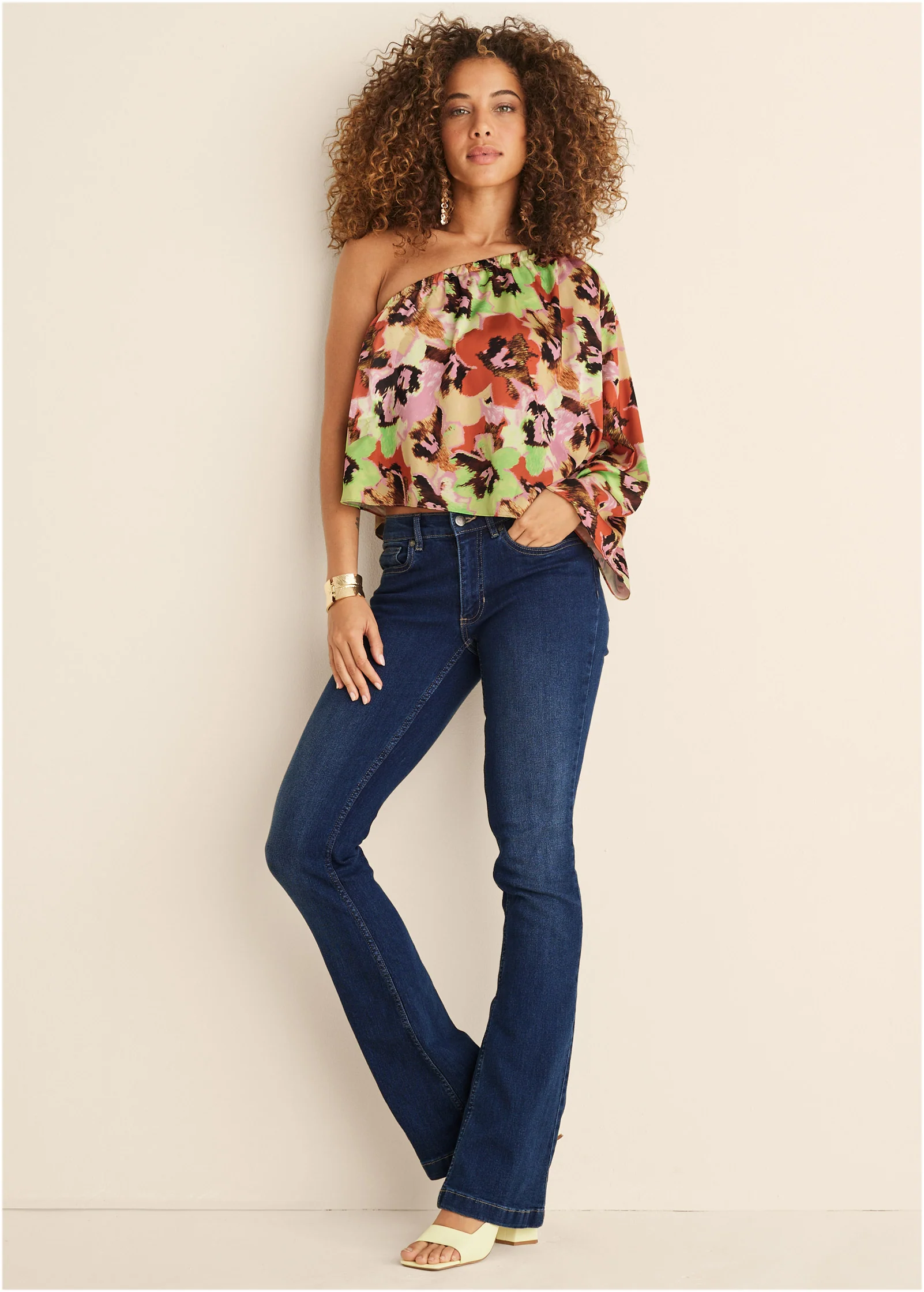 One shoulder top - Blurred Bouquet