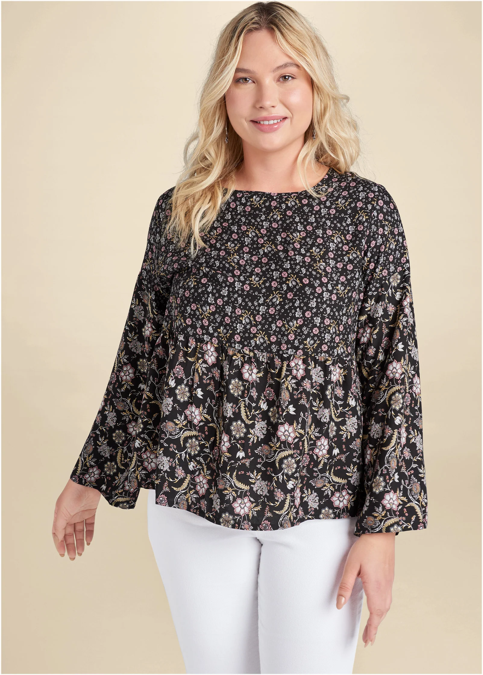 Floral printed top - Black Multi
