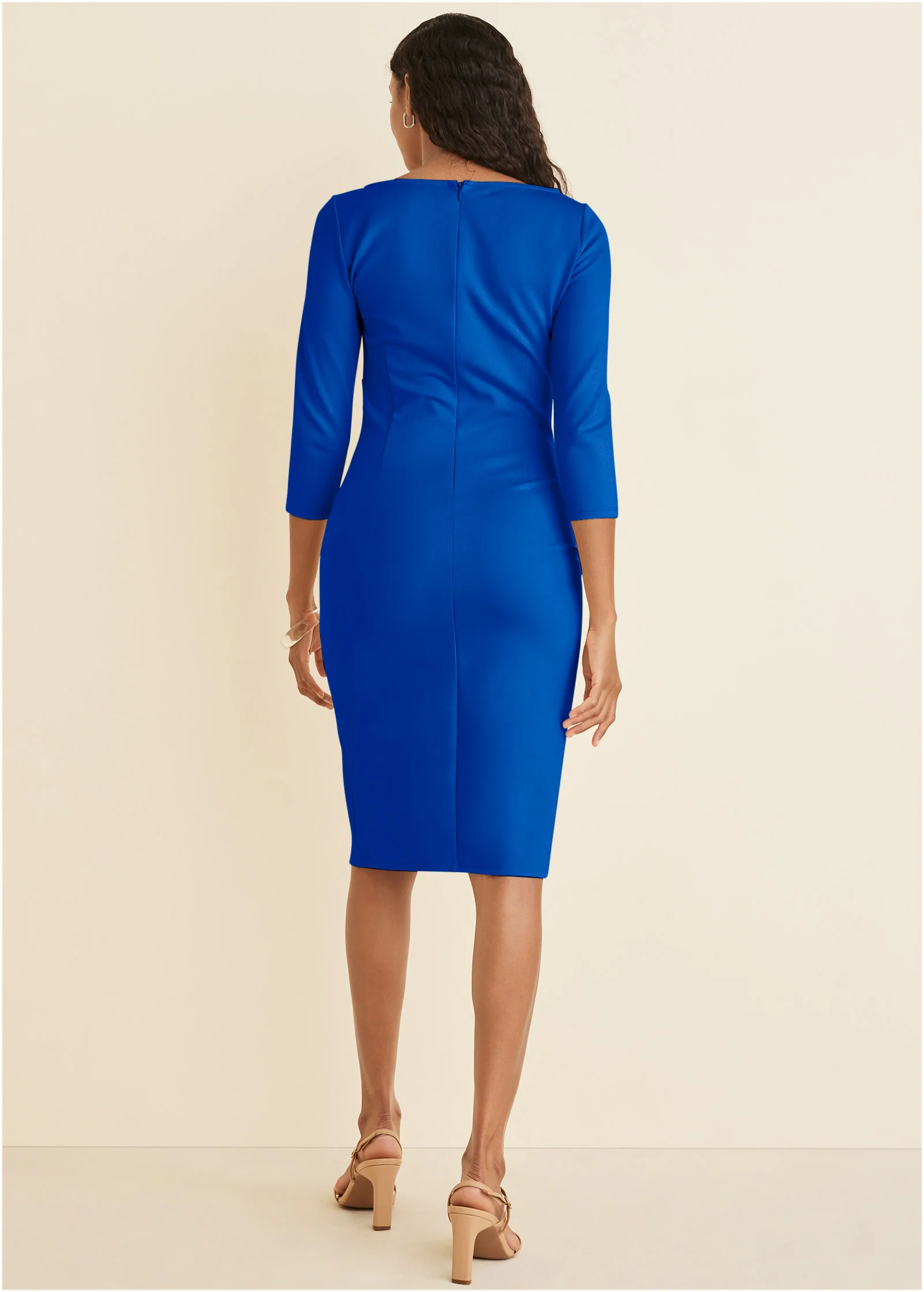 Ruched midi dress - Blue