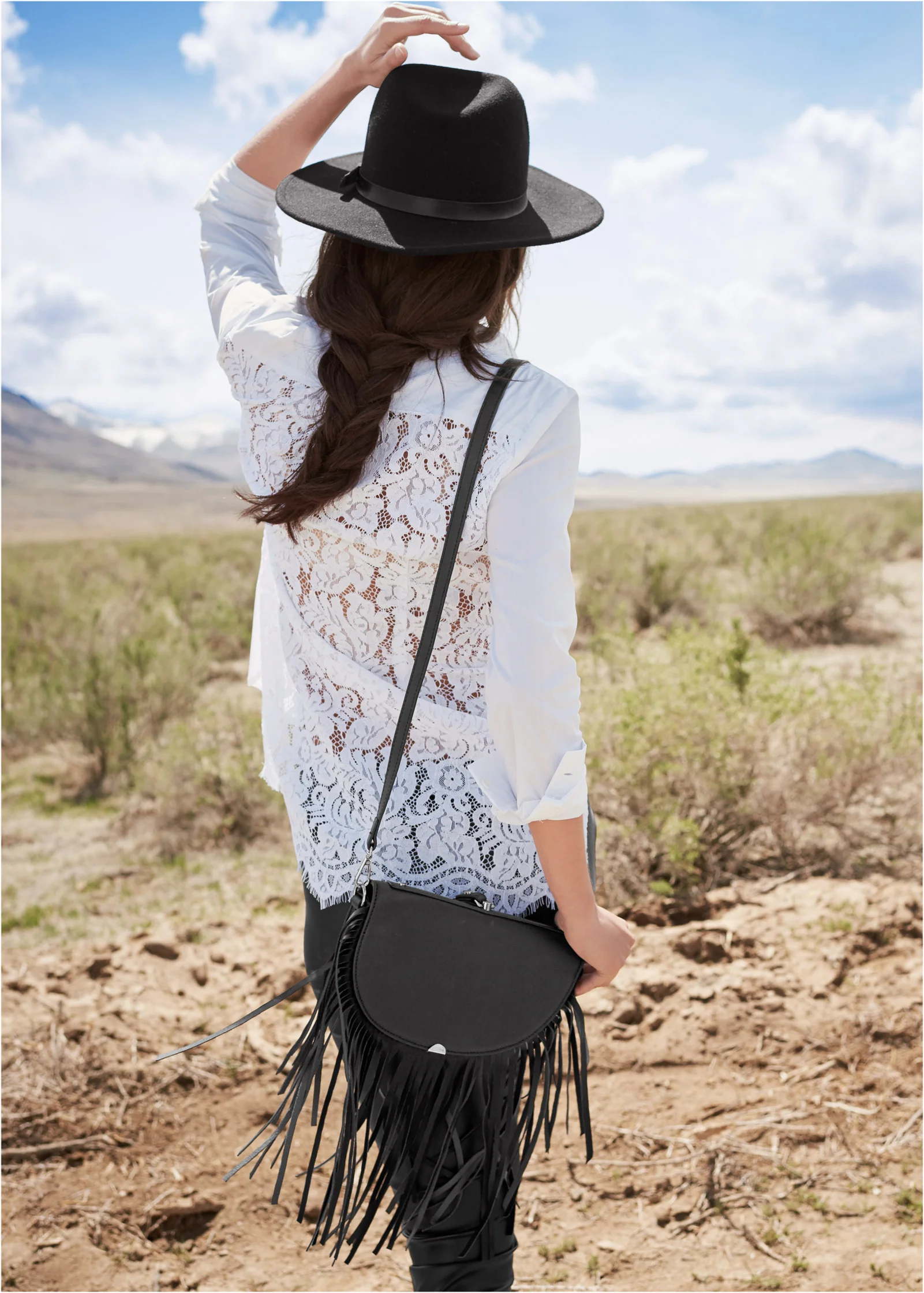 Lace back blouse - White