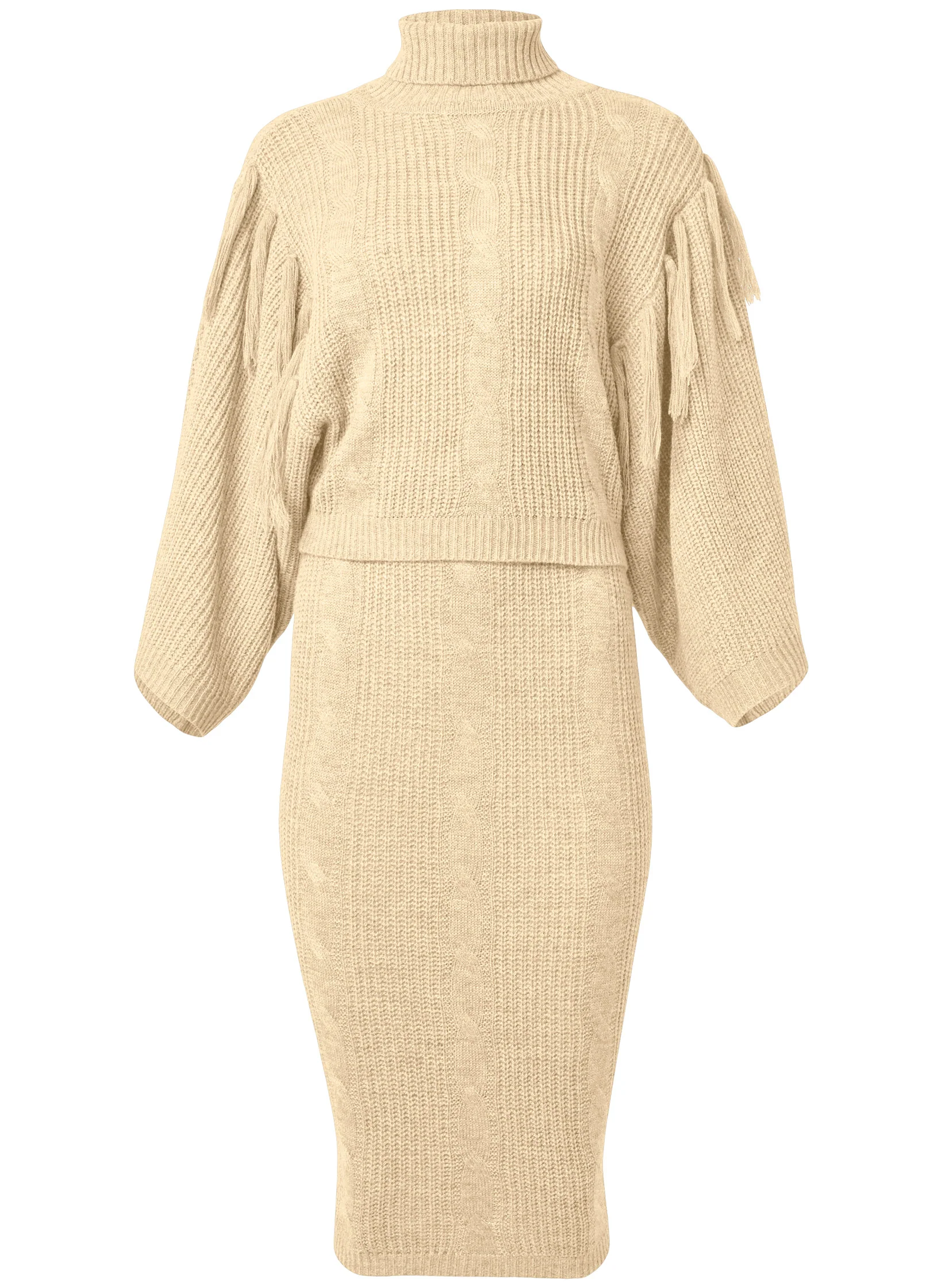 Two-piece sweater dress  - Beige