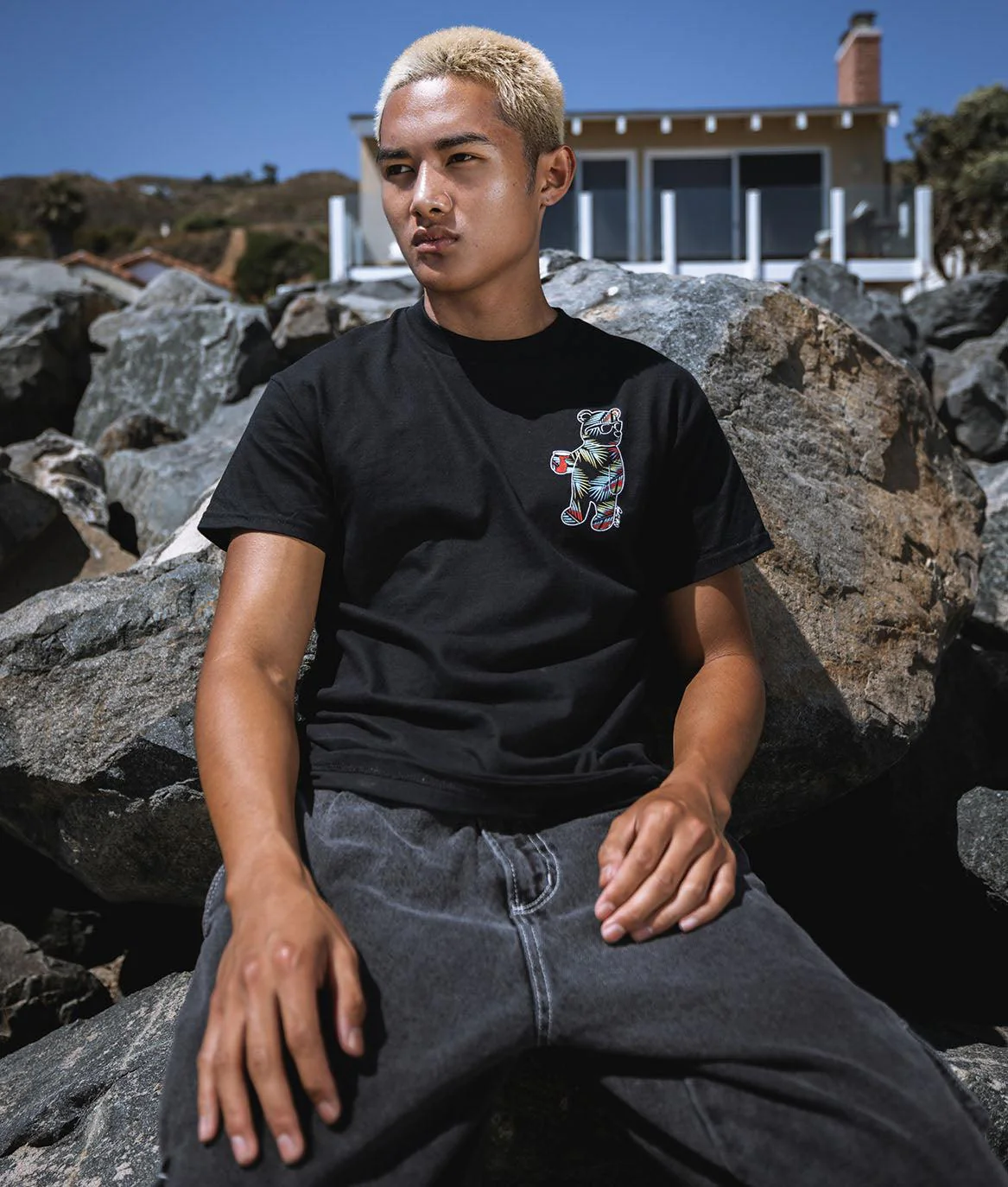 Tropical Palms Bear Mens T-Shirt