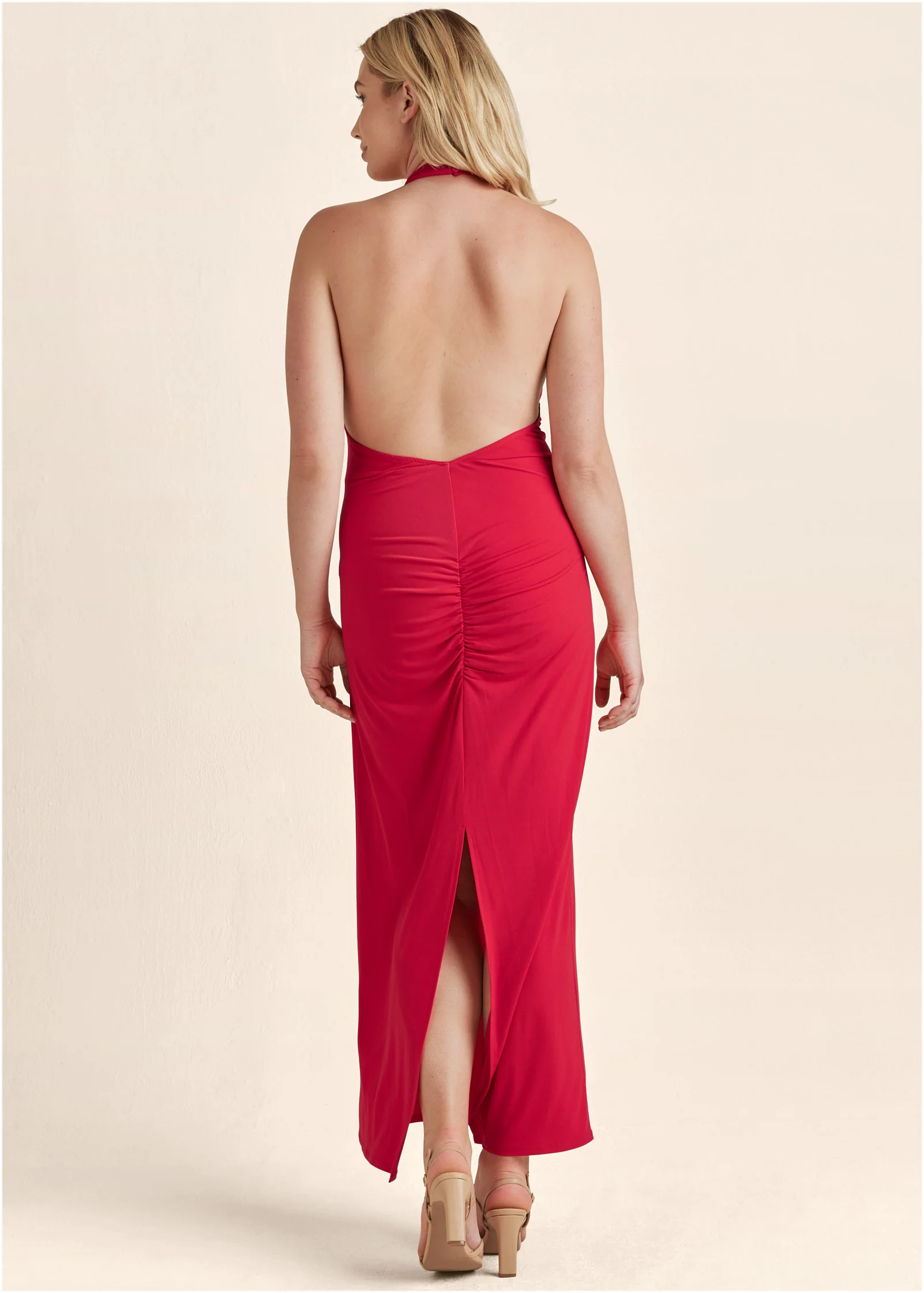 Open back cowl maxi dress - Red