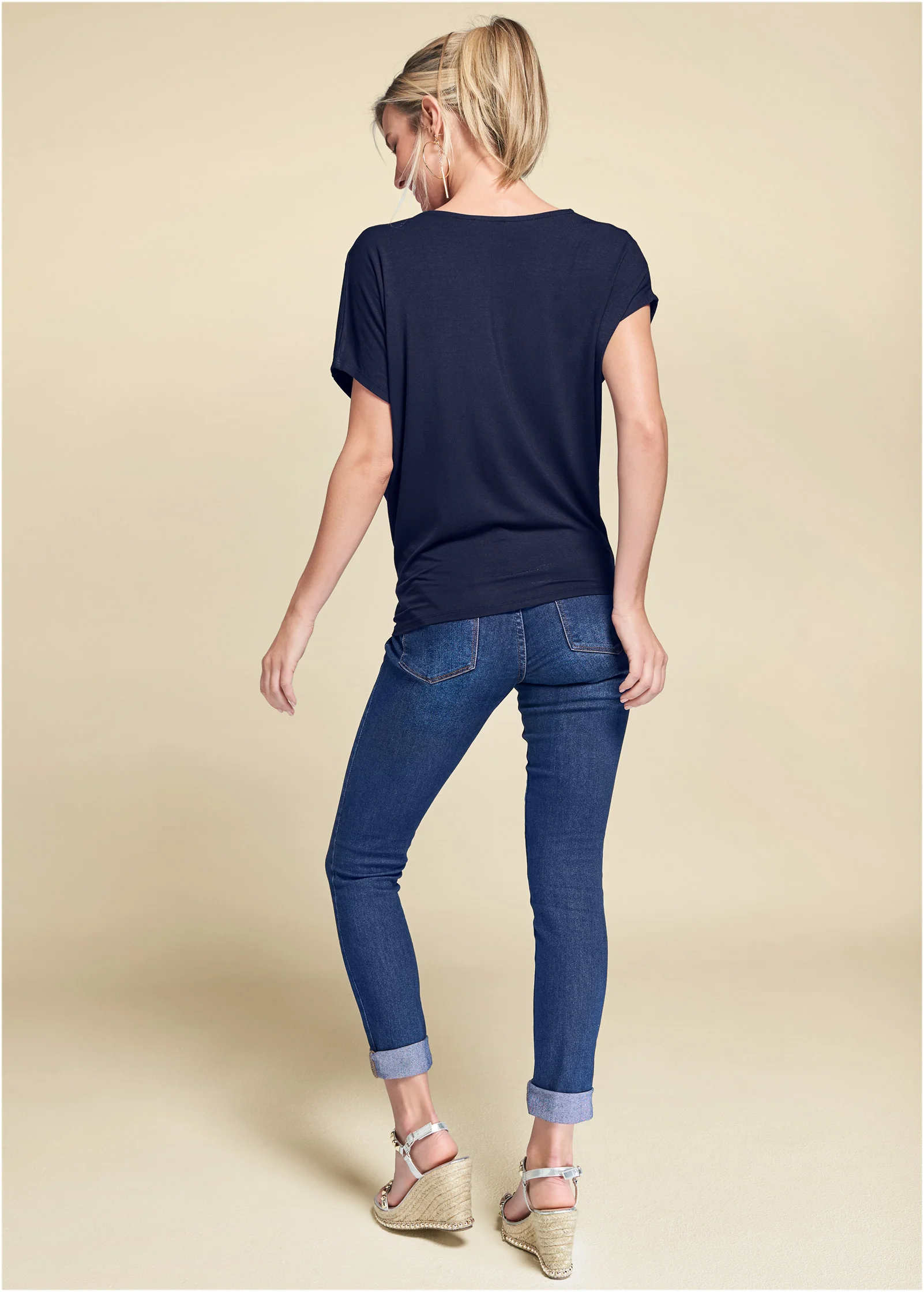 Basic flounce top - Navy