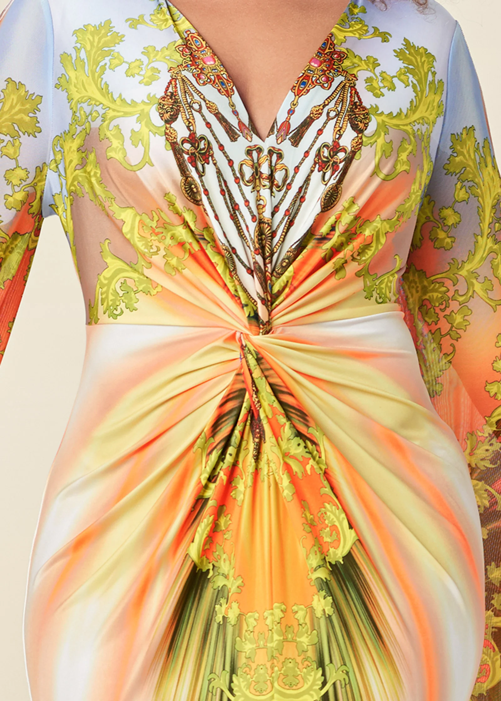 Exaggerated sleeve dress - Yellow Multi