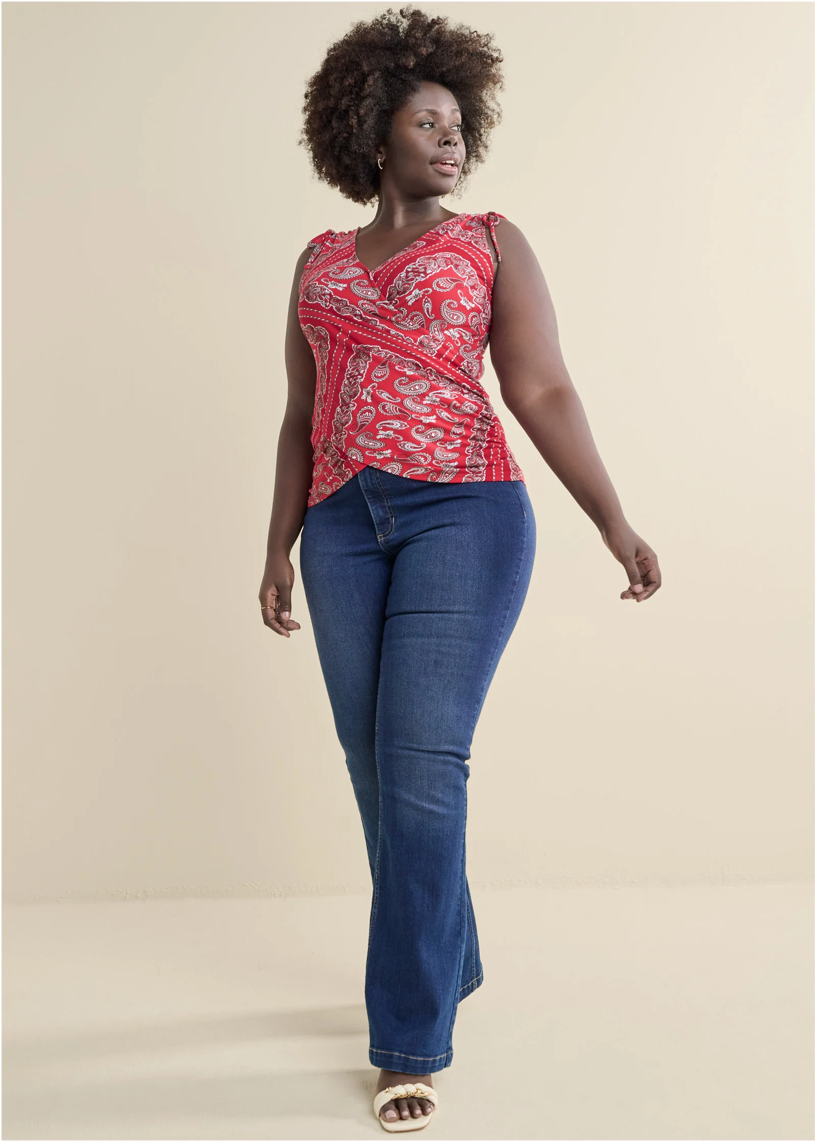 Surplice tank top - Red & White