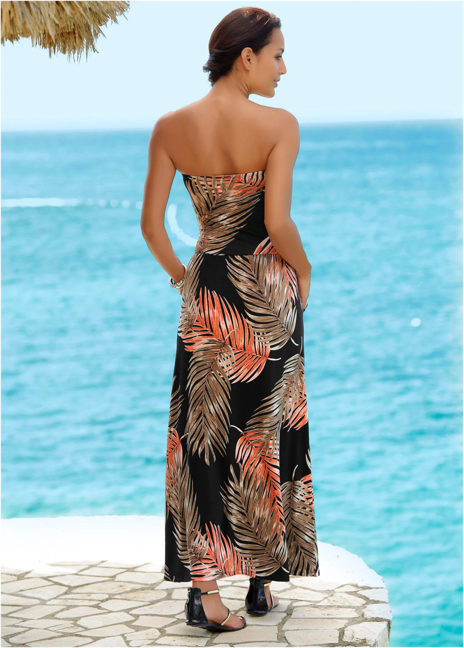Strapless maxi dress - Black Multi