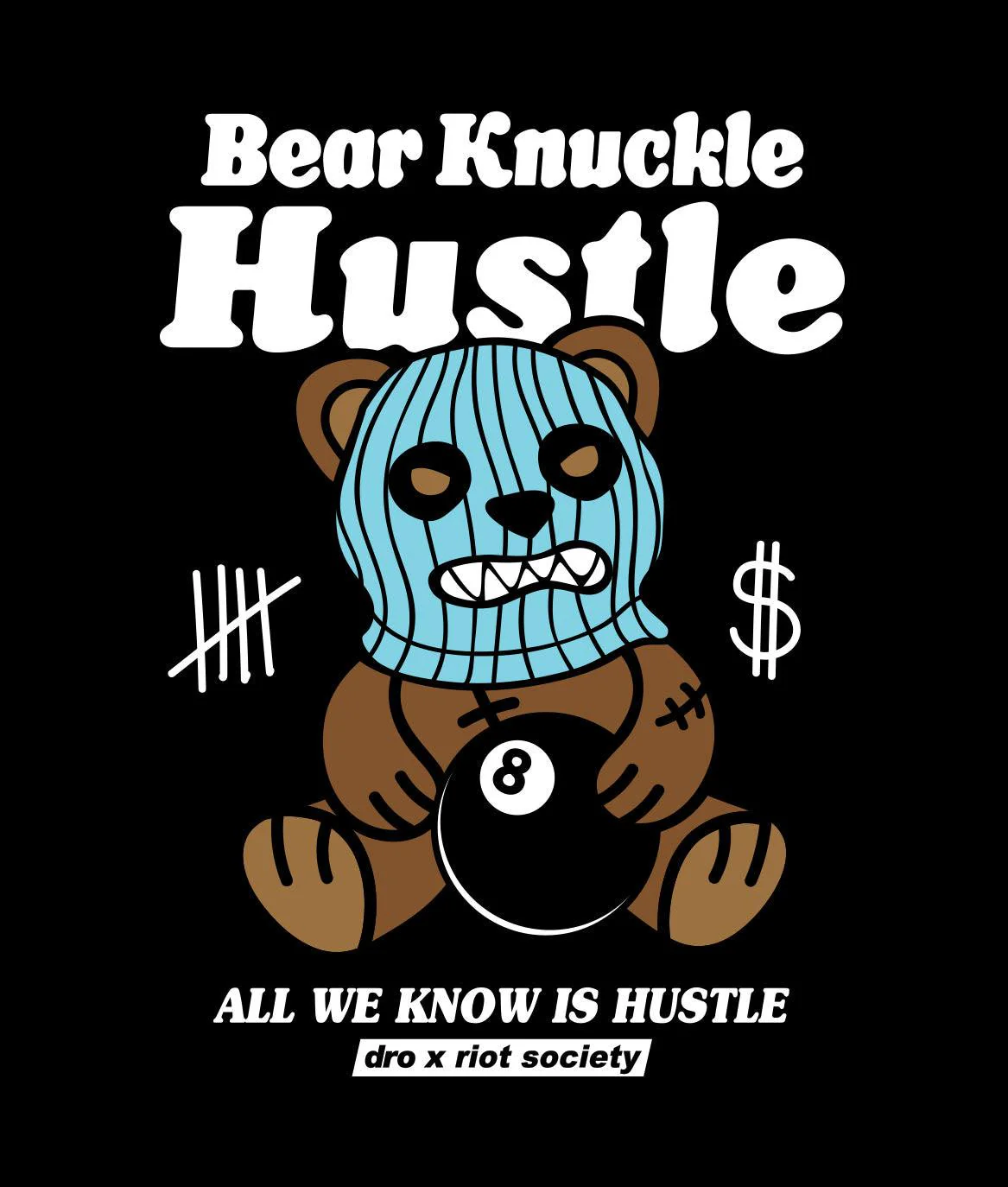 Dro x Riot Society Bear Knuckle Hustle Mens Hoodie
