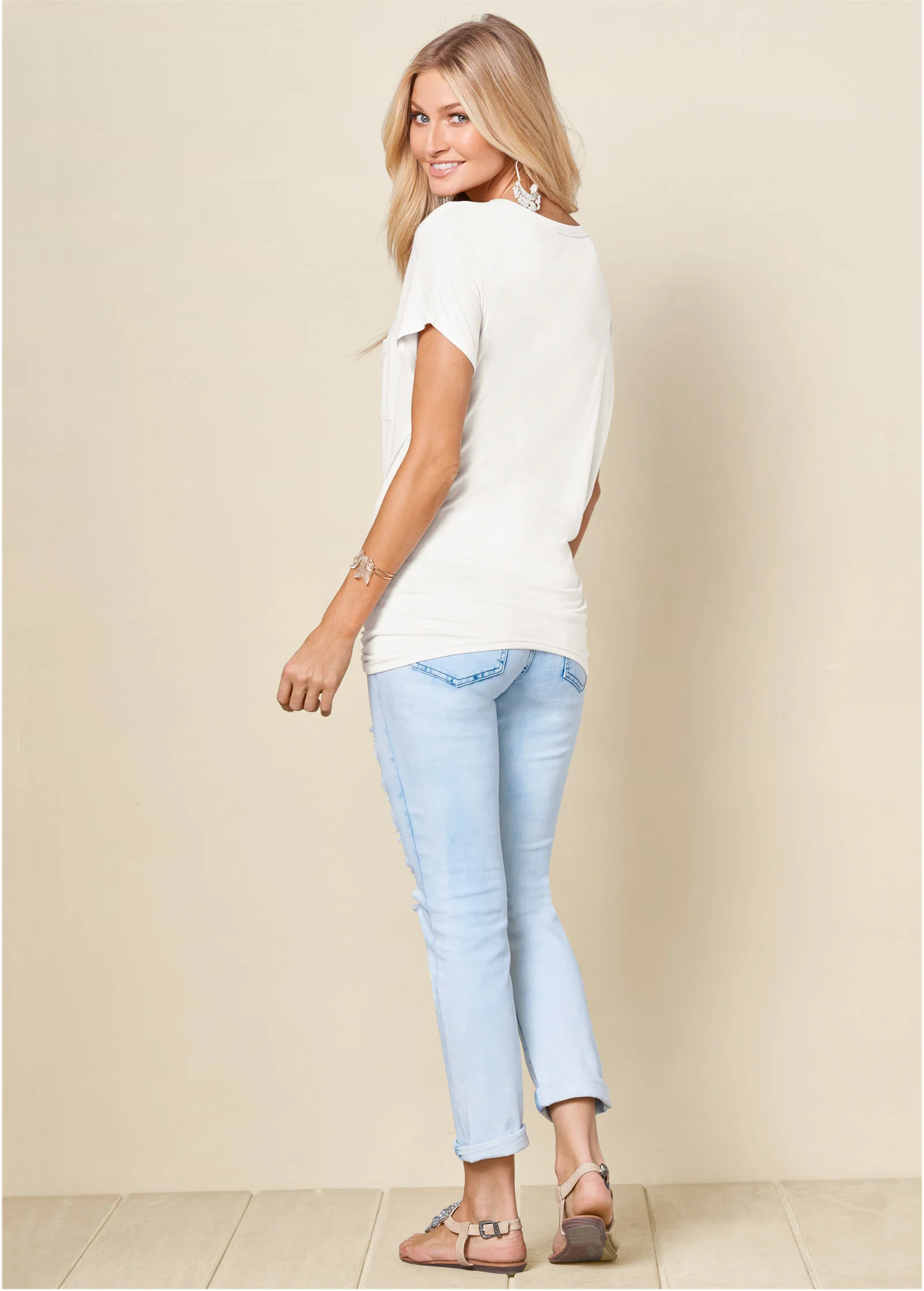 Twisted knot detail tee - White