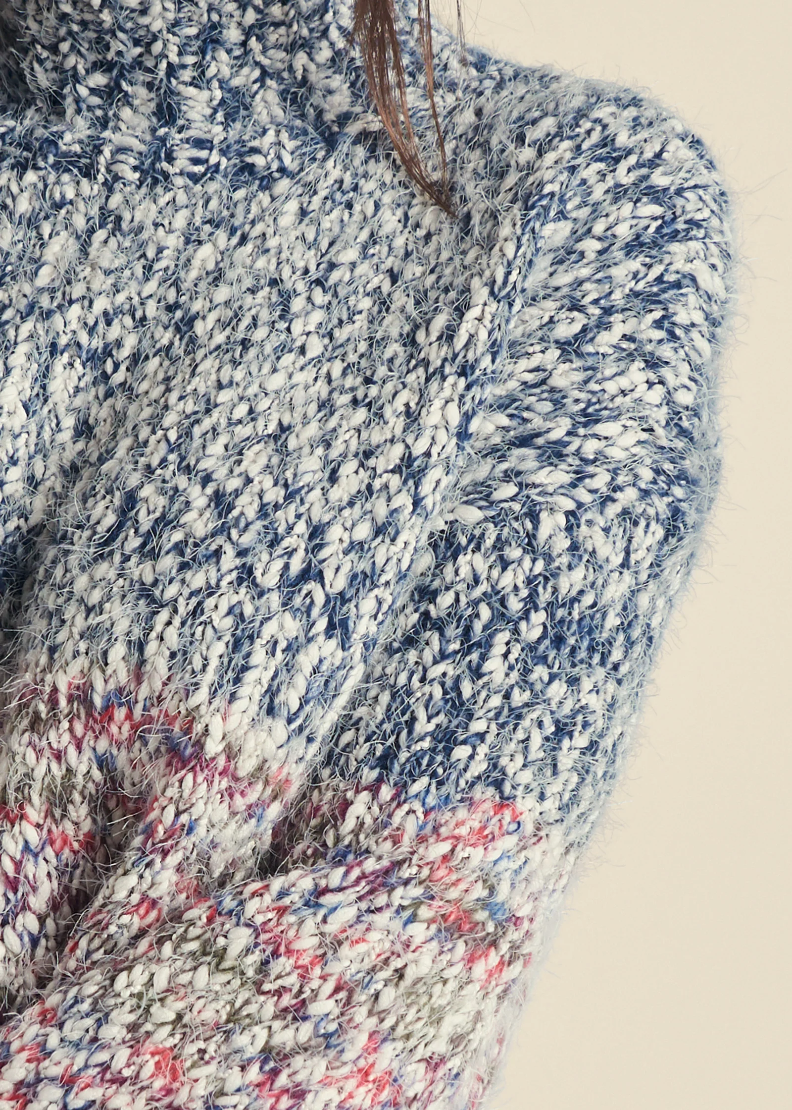 Marled colorblock turtleneck sweater - Blue Multi