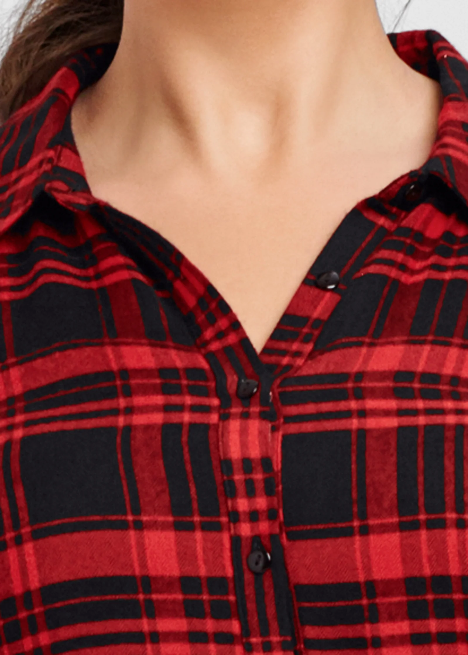 Plaid high low dress - Red Multi