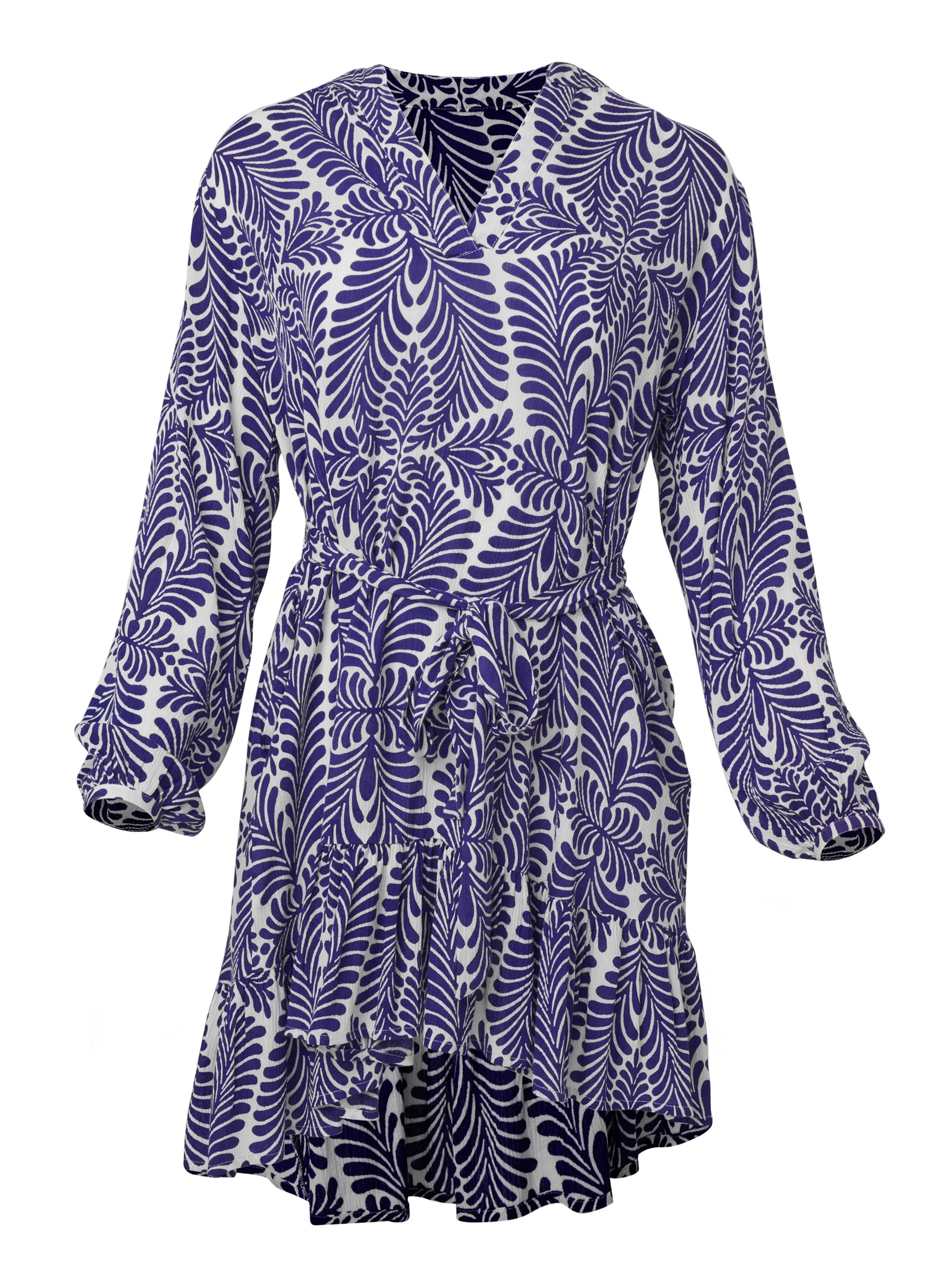 Printed ruffle mini dress - Navy Multi