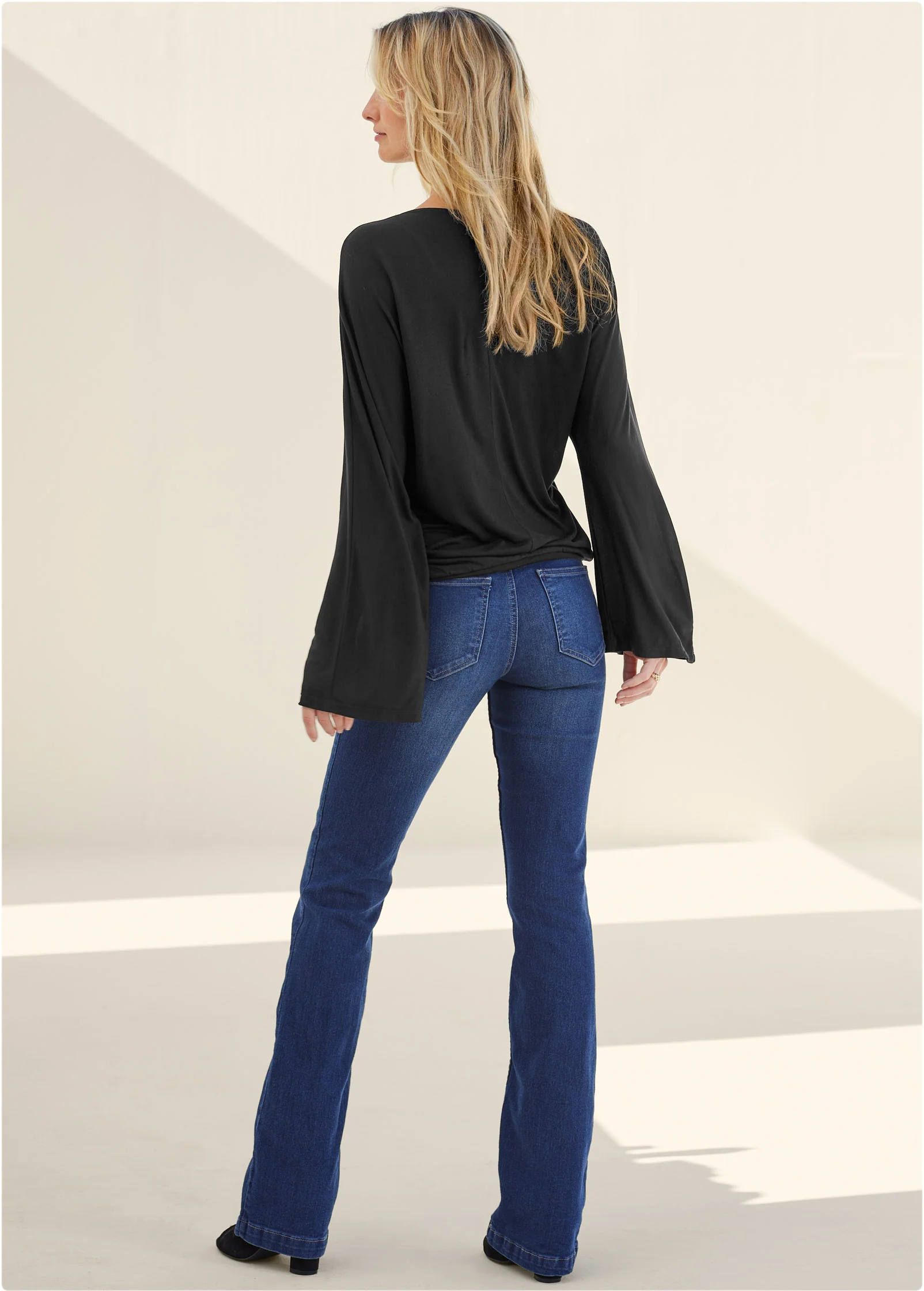 Banded hem top - Black