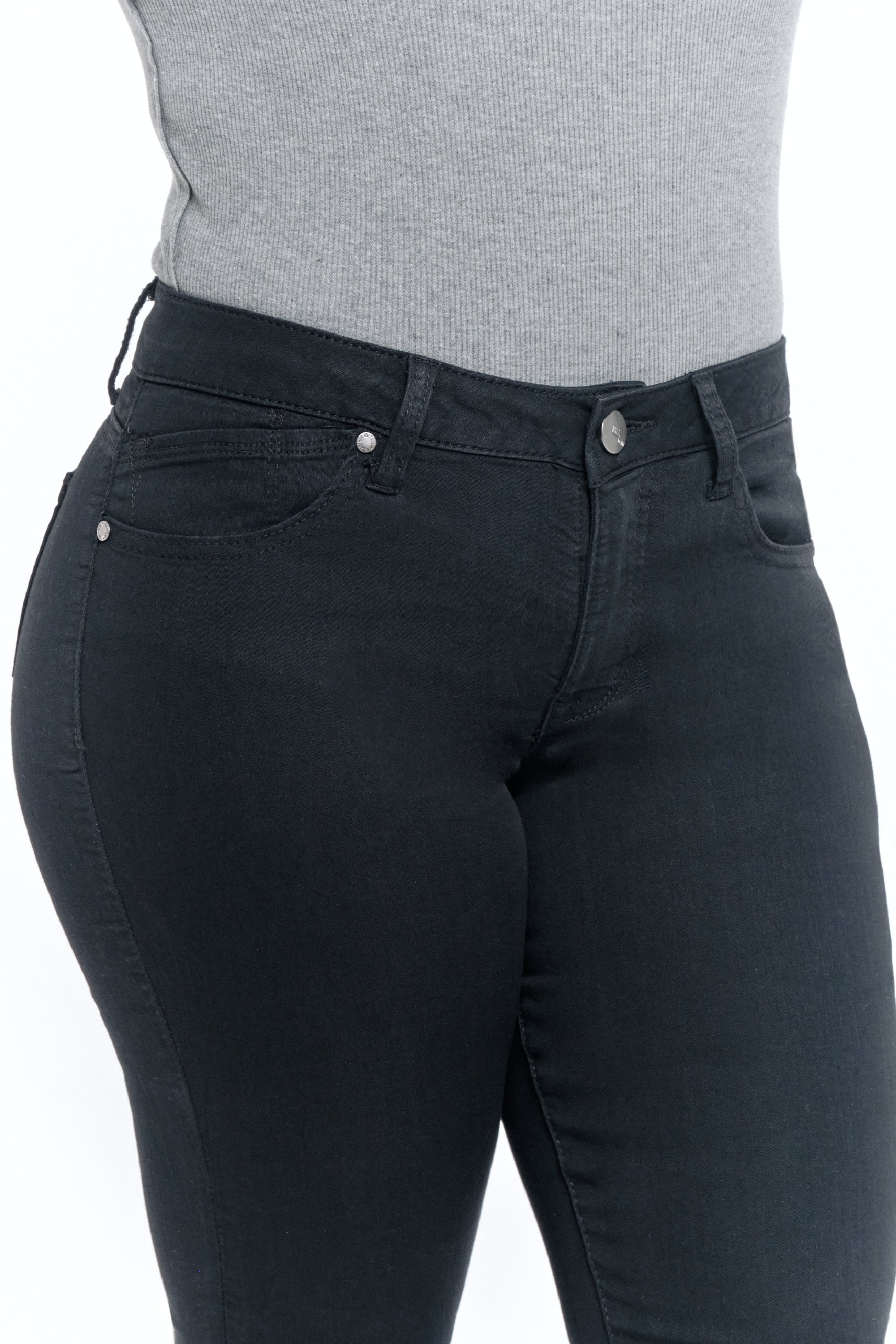 Curvy Silk Denim Ankle Skinny In Black