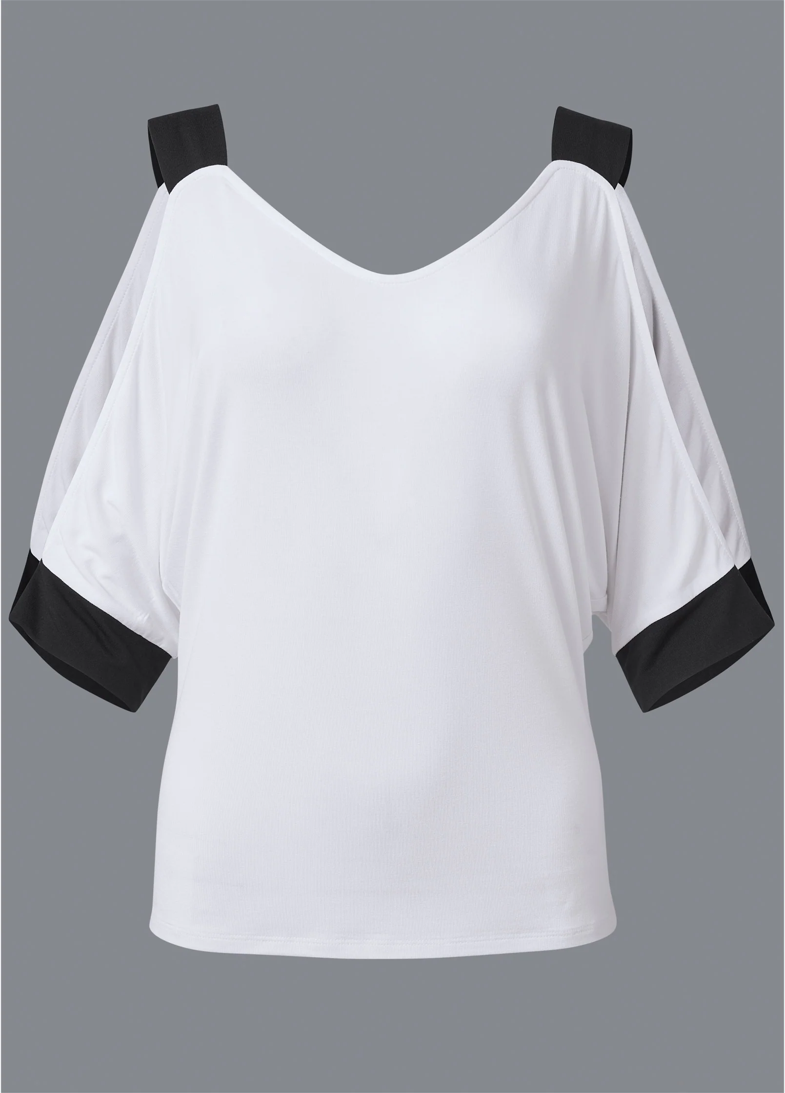 Cold sholder color block top - White & Black