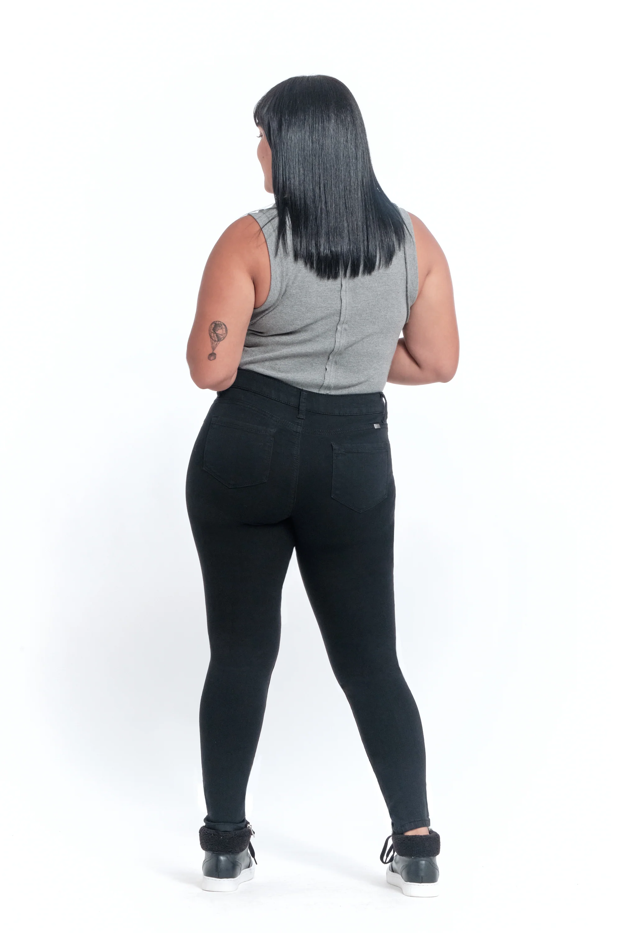 Curvy Silk Denim Ankle Skinny In Black