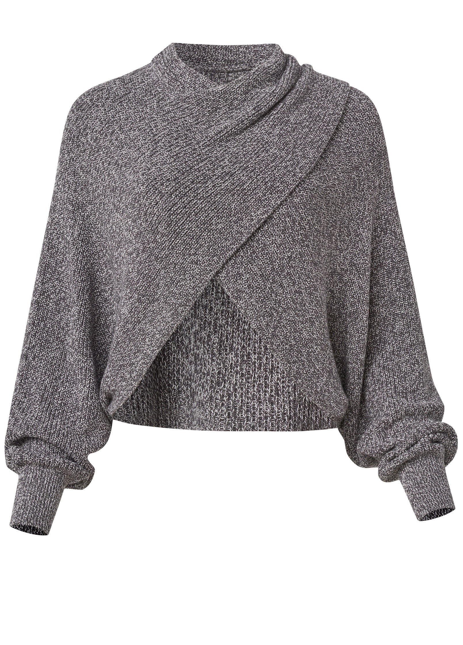 Crisscross Drop Shoulder Sweater  - Dark Grey Multi