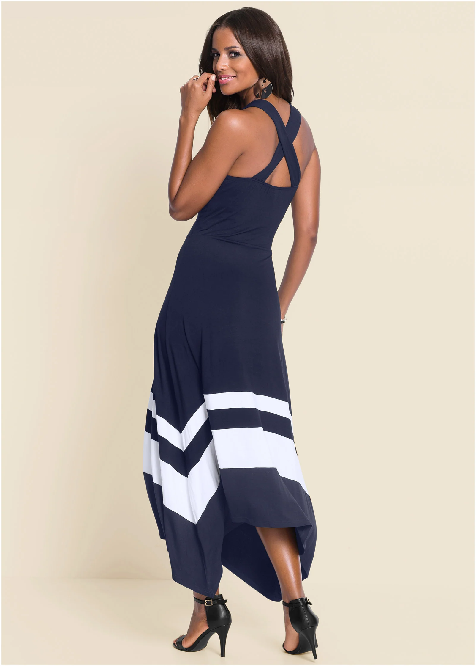 Color block maxi dress - Navy & White