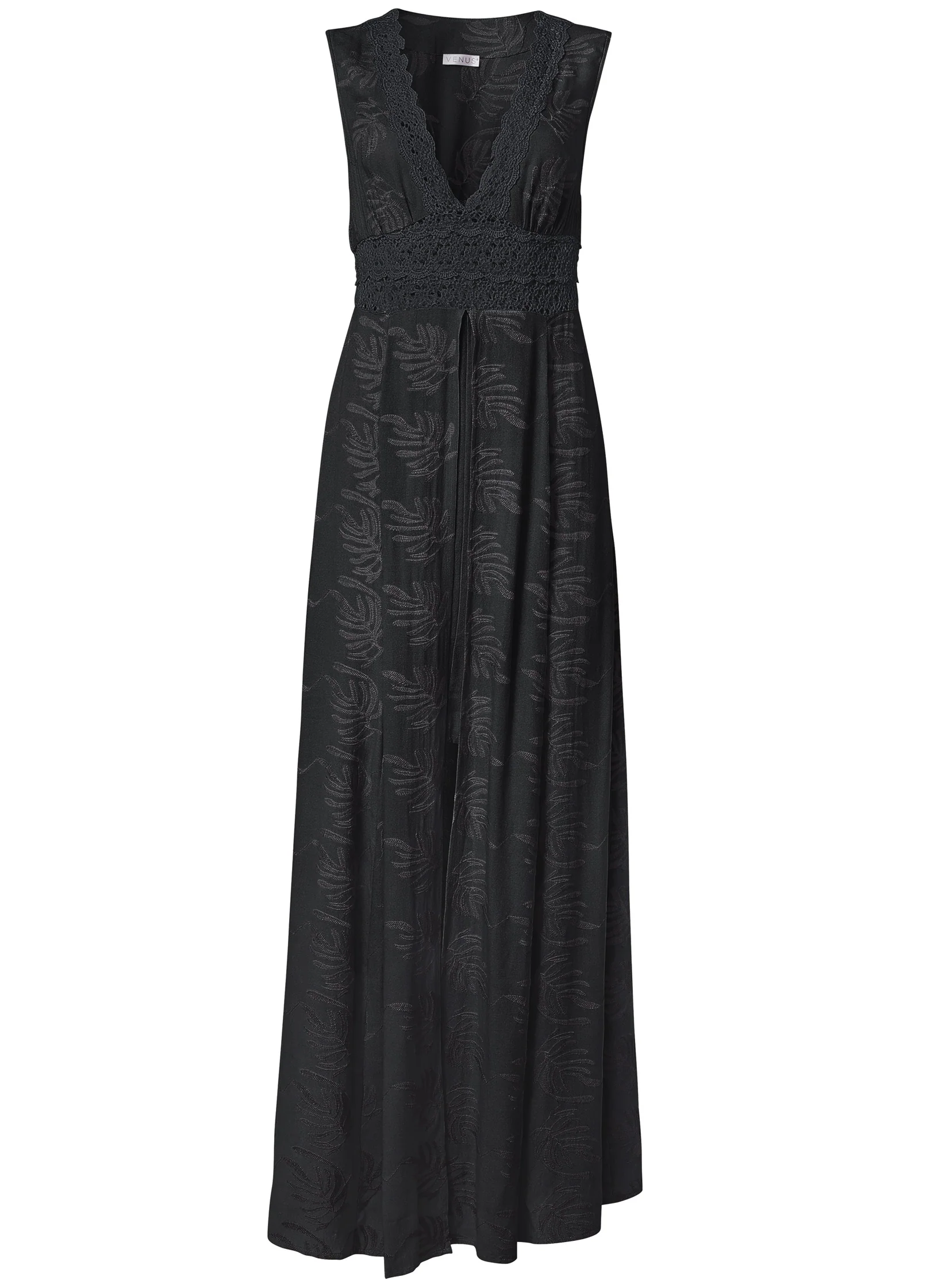 Embroidered maxi dress - Black