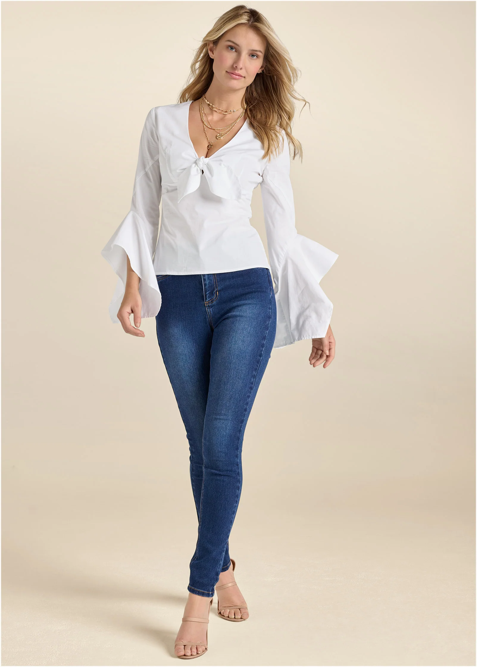 Front-tie blouse  - White
