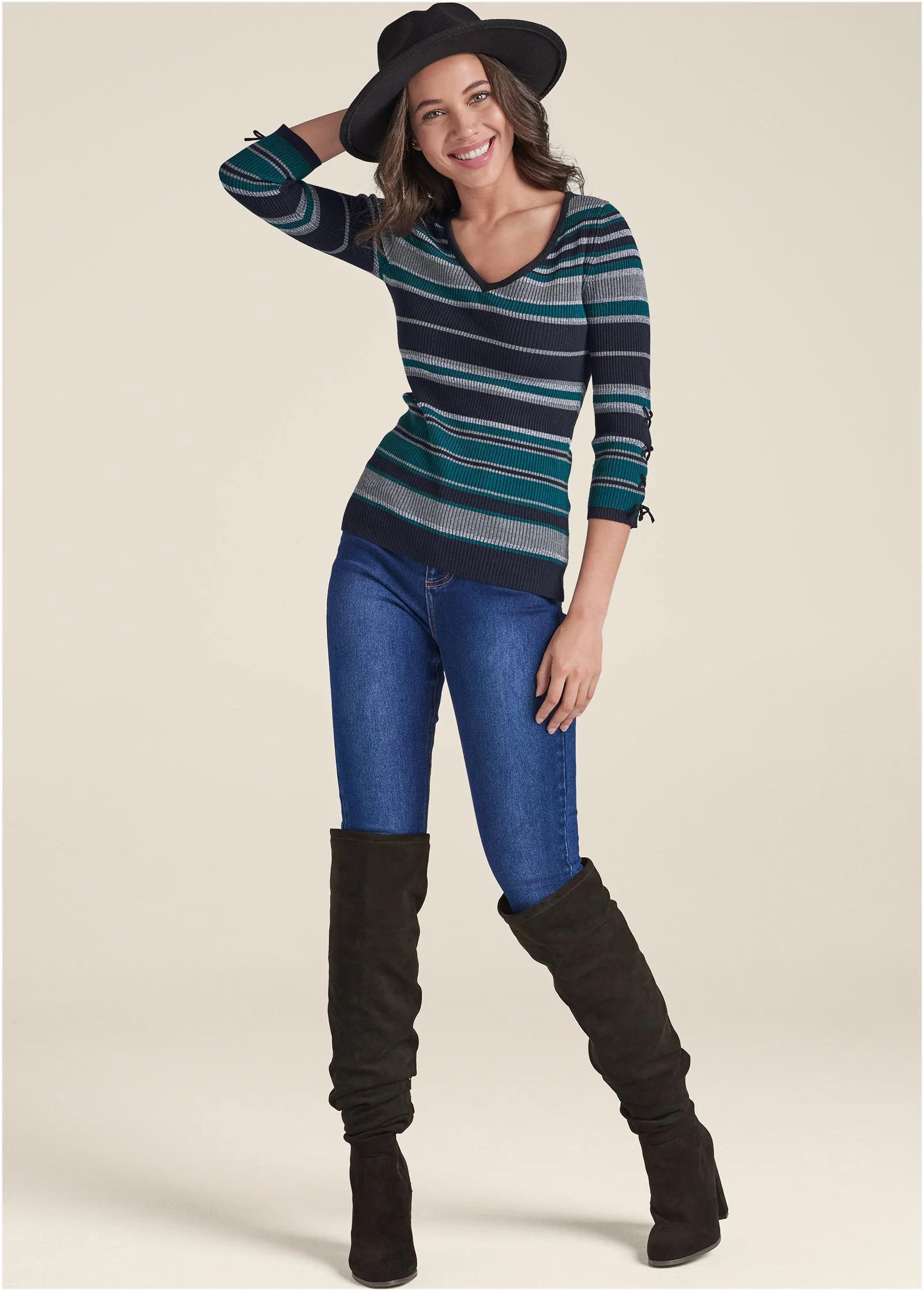 Striped sweater - Black Multi