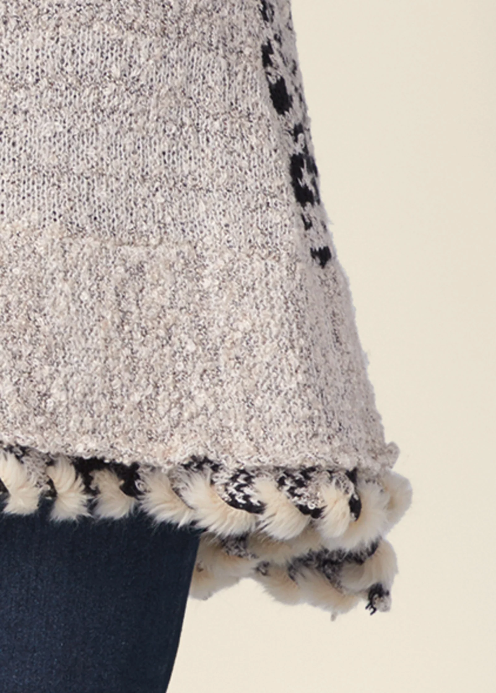 Mixed print duster - Cream & Black