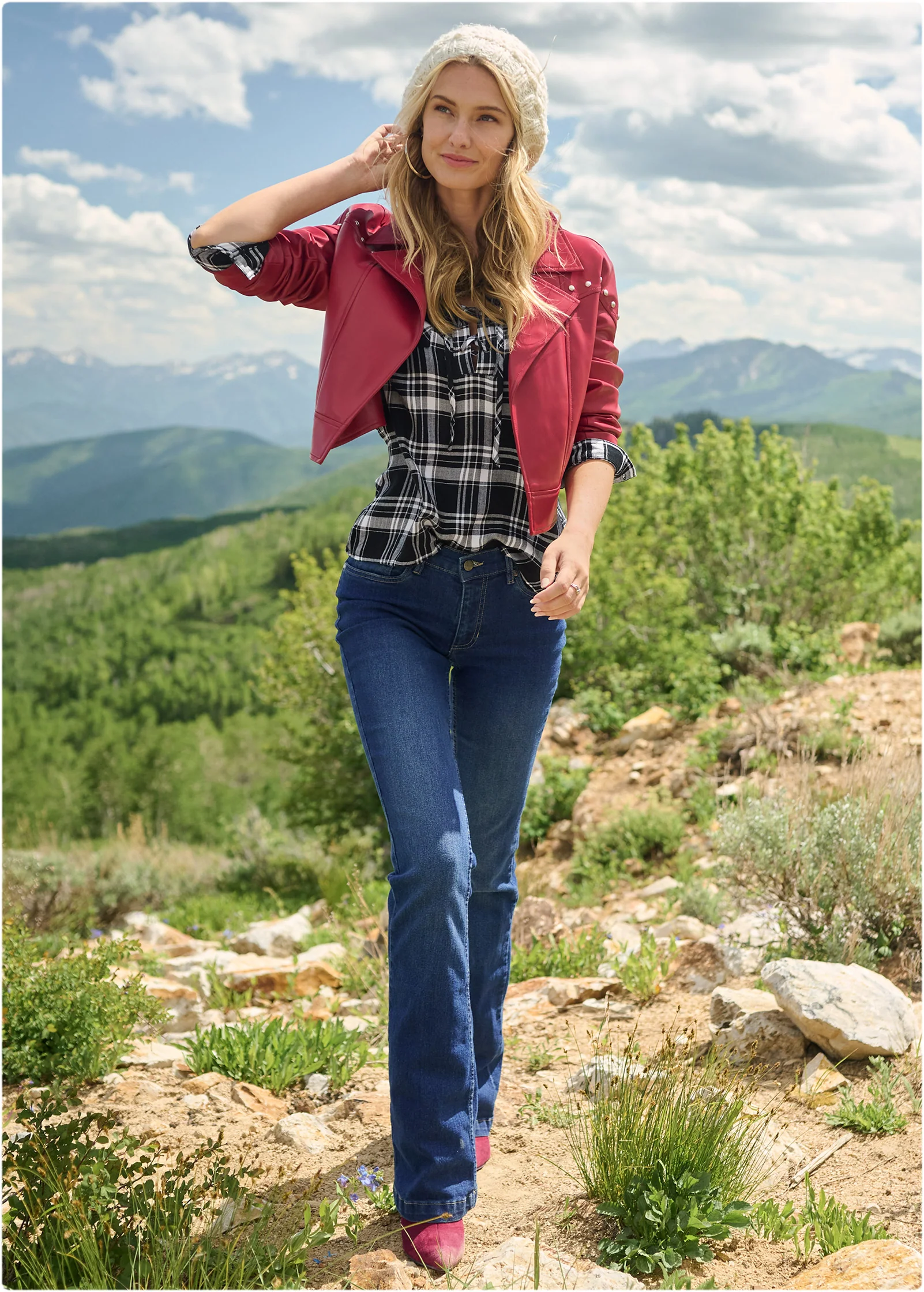 Plaid lace-up top - Black Multi