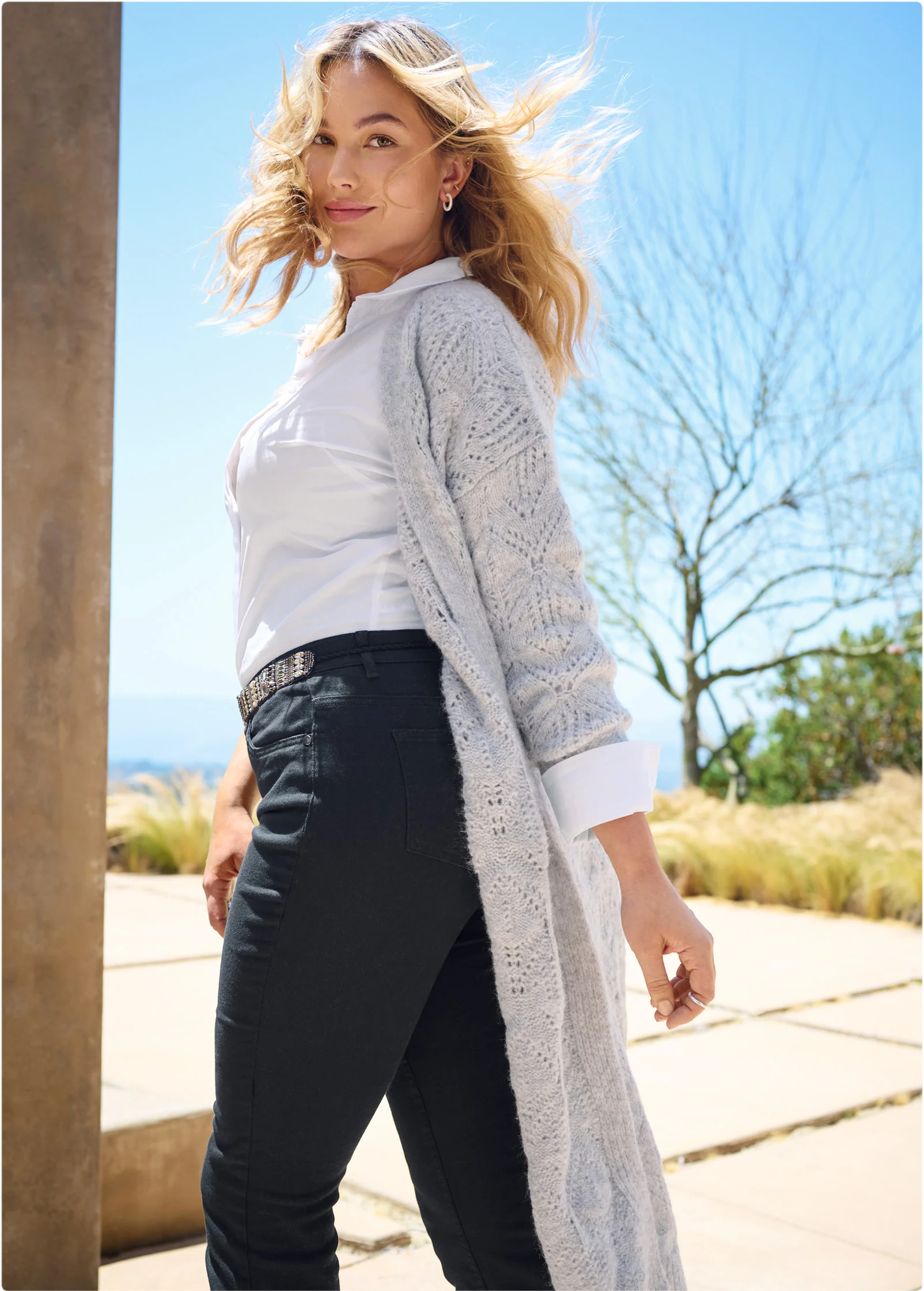 Cozy open knit duster - Heather Grey