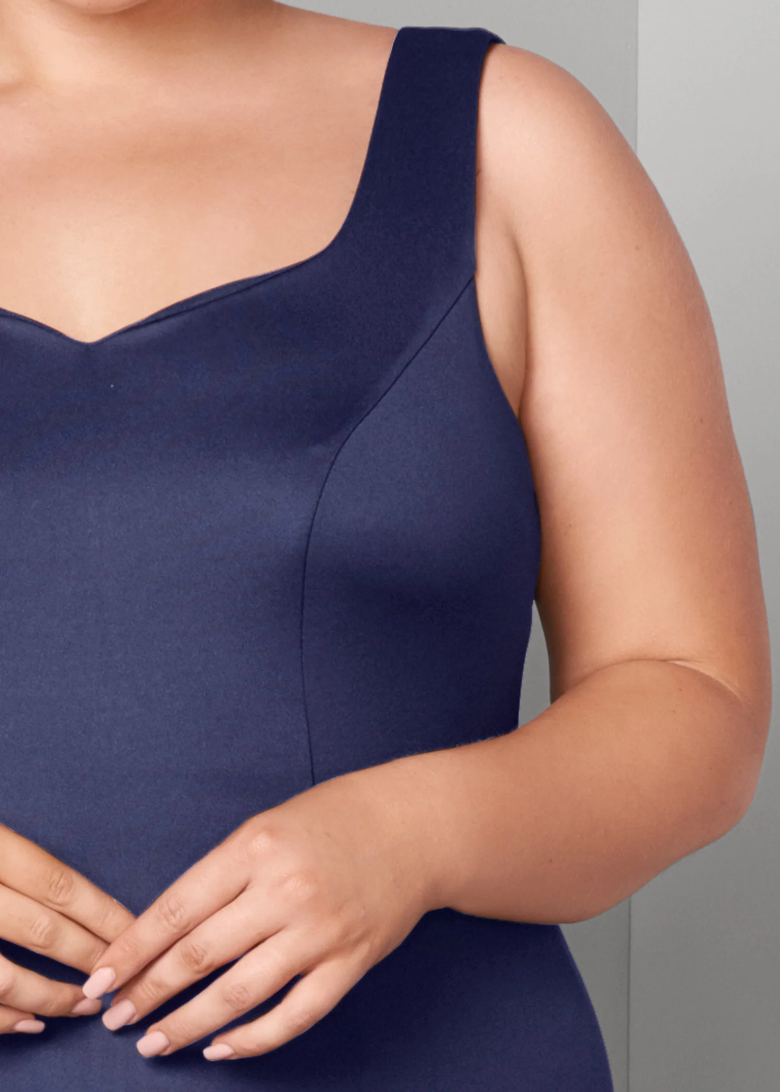 Ruffle trim detail dress - Navy