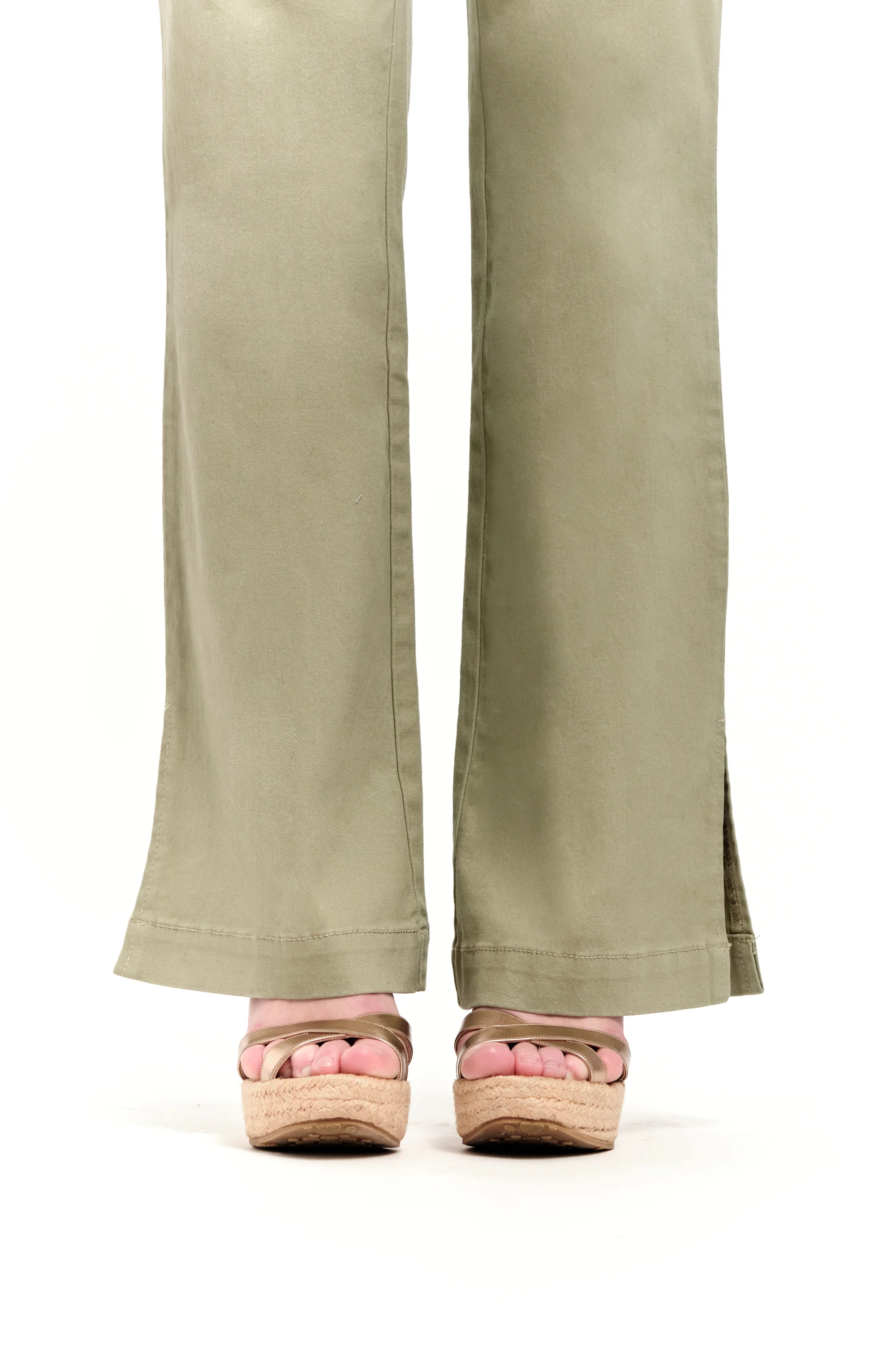 Twill Cargo Boot W/ Slit in Green Haze