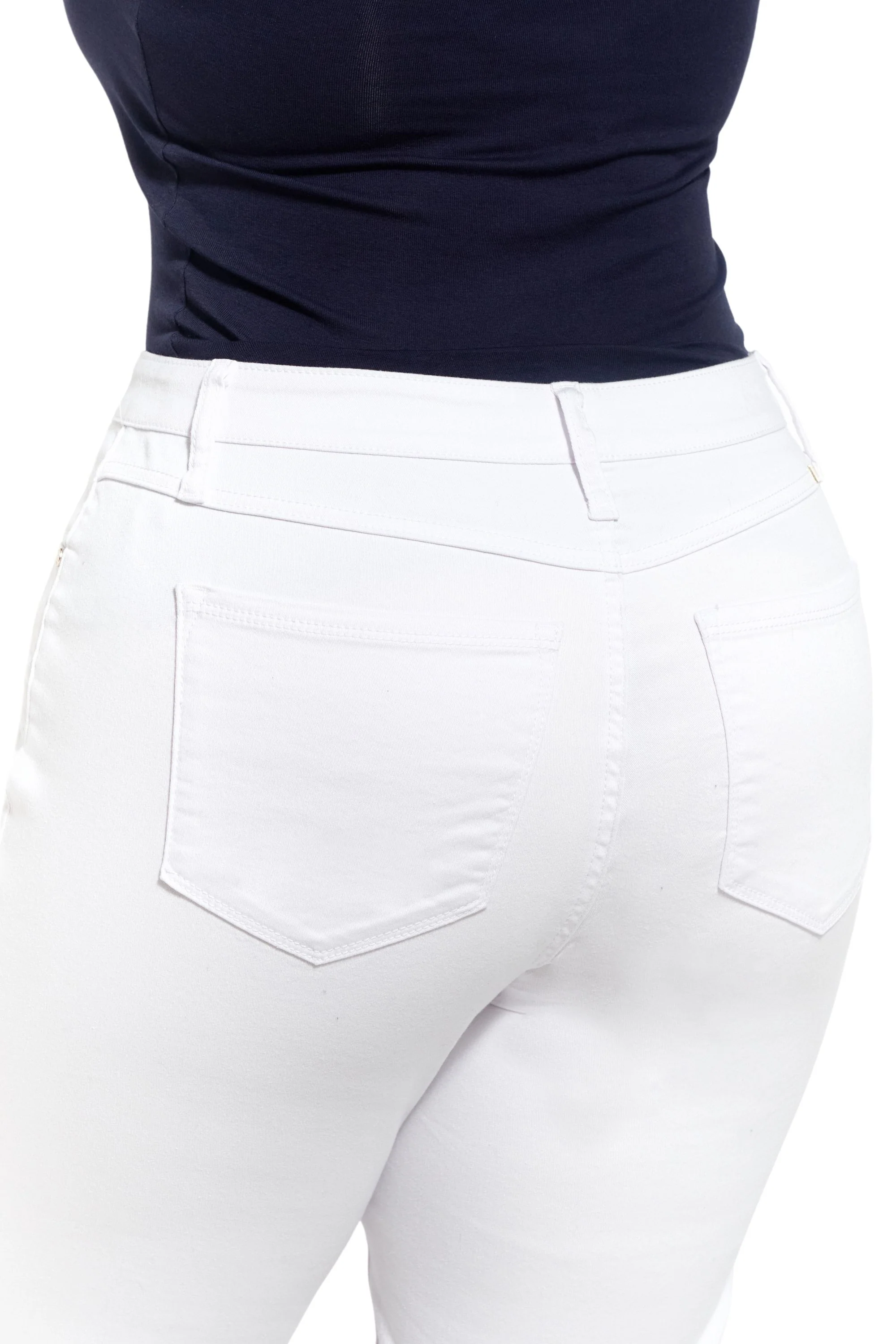 Plus Butter Crop Skinny with Side Slit in White