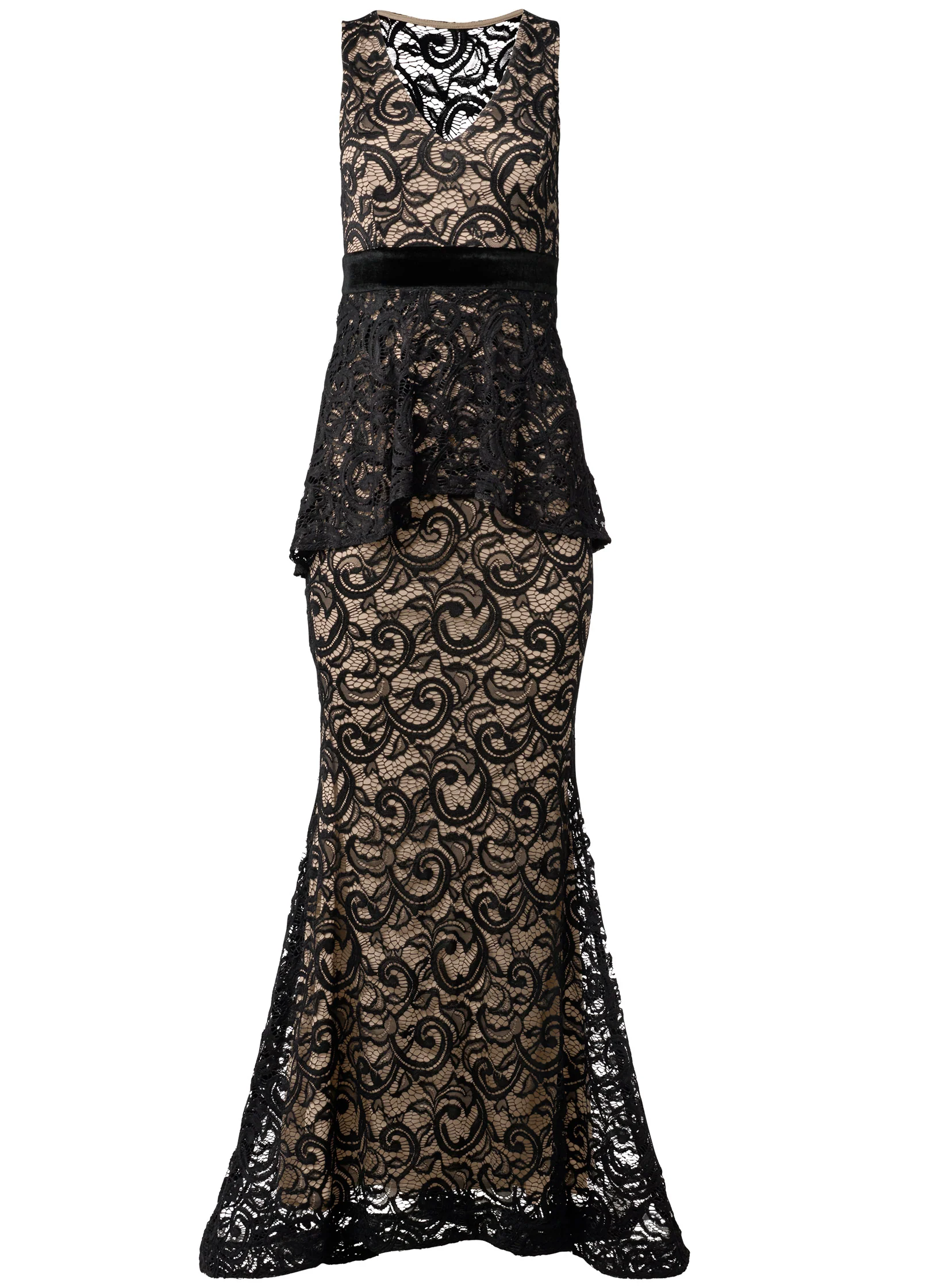 Tiered lace gown - Black