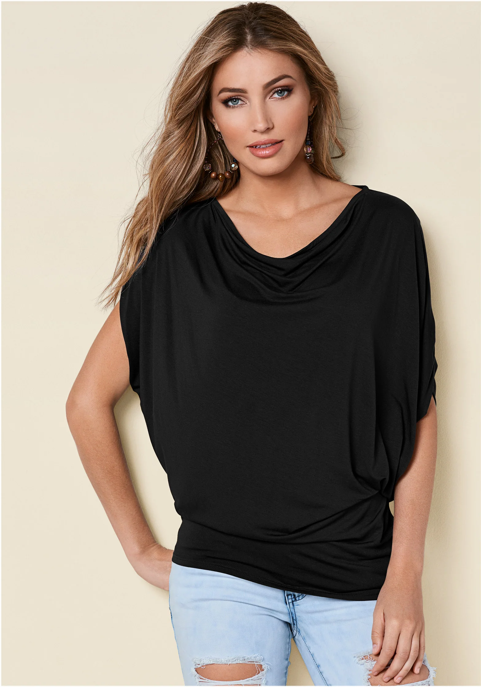 Basic flounce top - Black