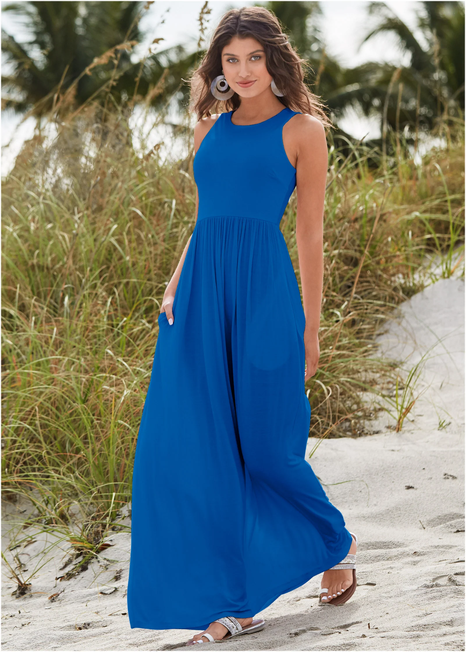 Maxi dress with pockets - Blue