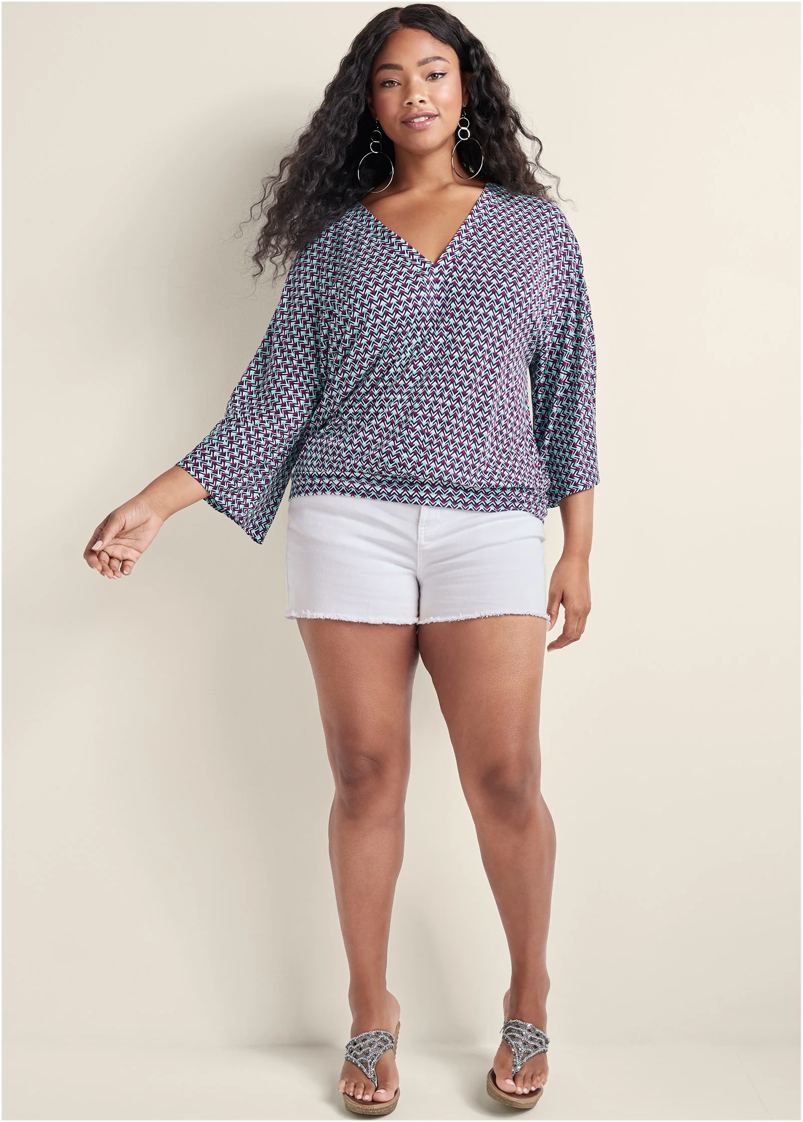 Banded hem top - Turquoise