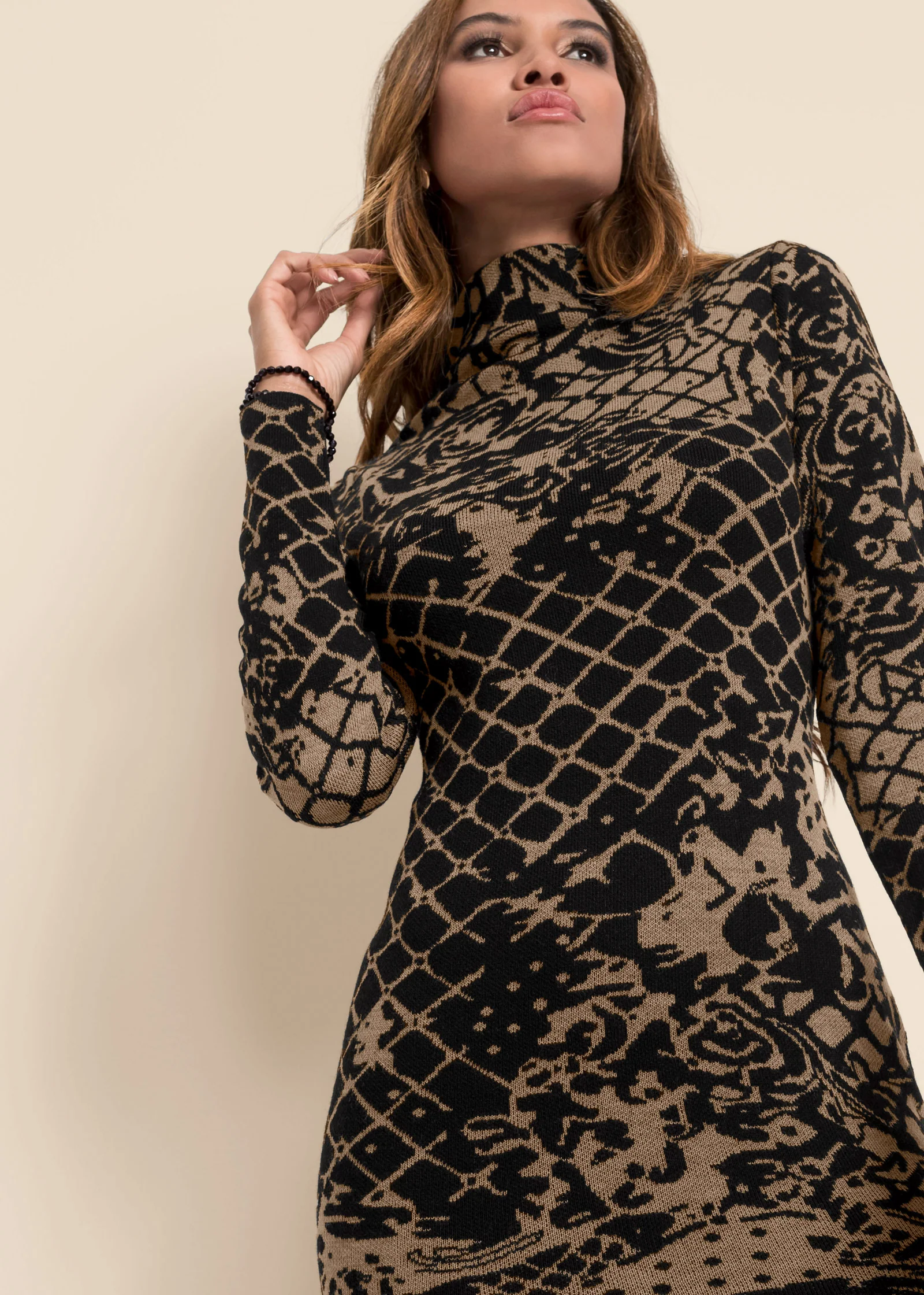 Bodycon sweater dress - Black Multi