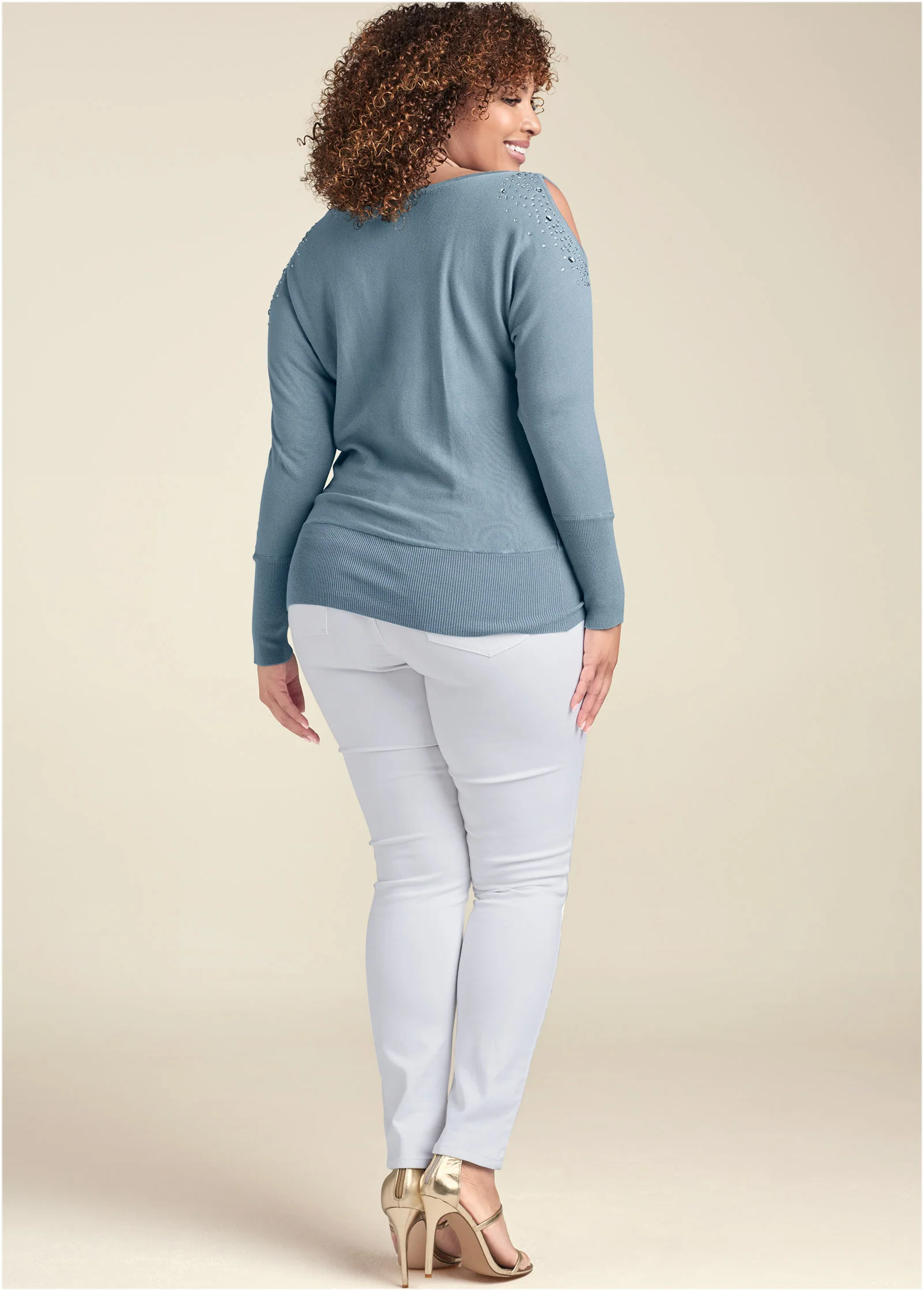 Cold-shoulder sweater - Blue