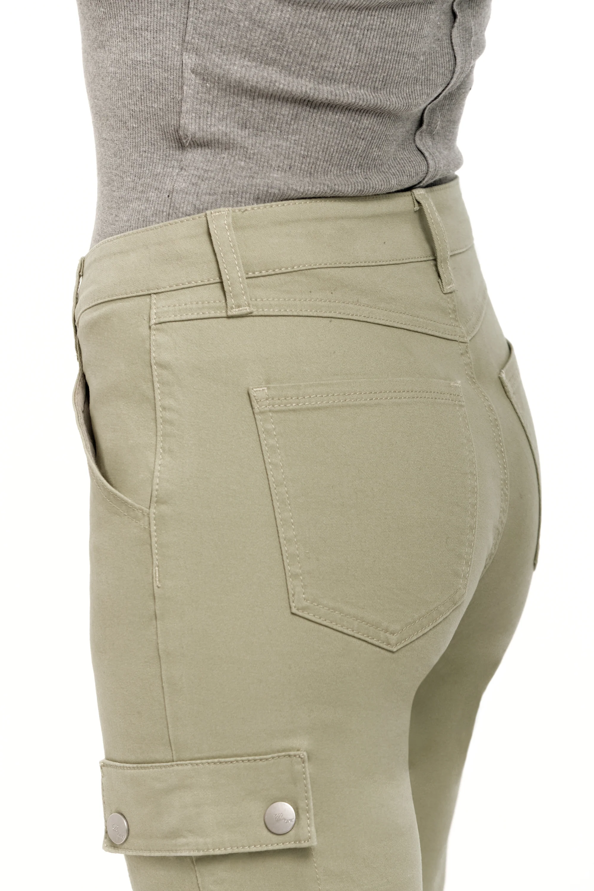 Twill Cargo Boot W/ Slit in Green Haze