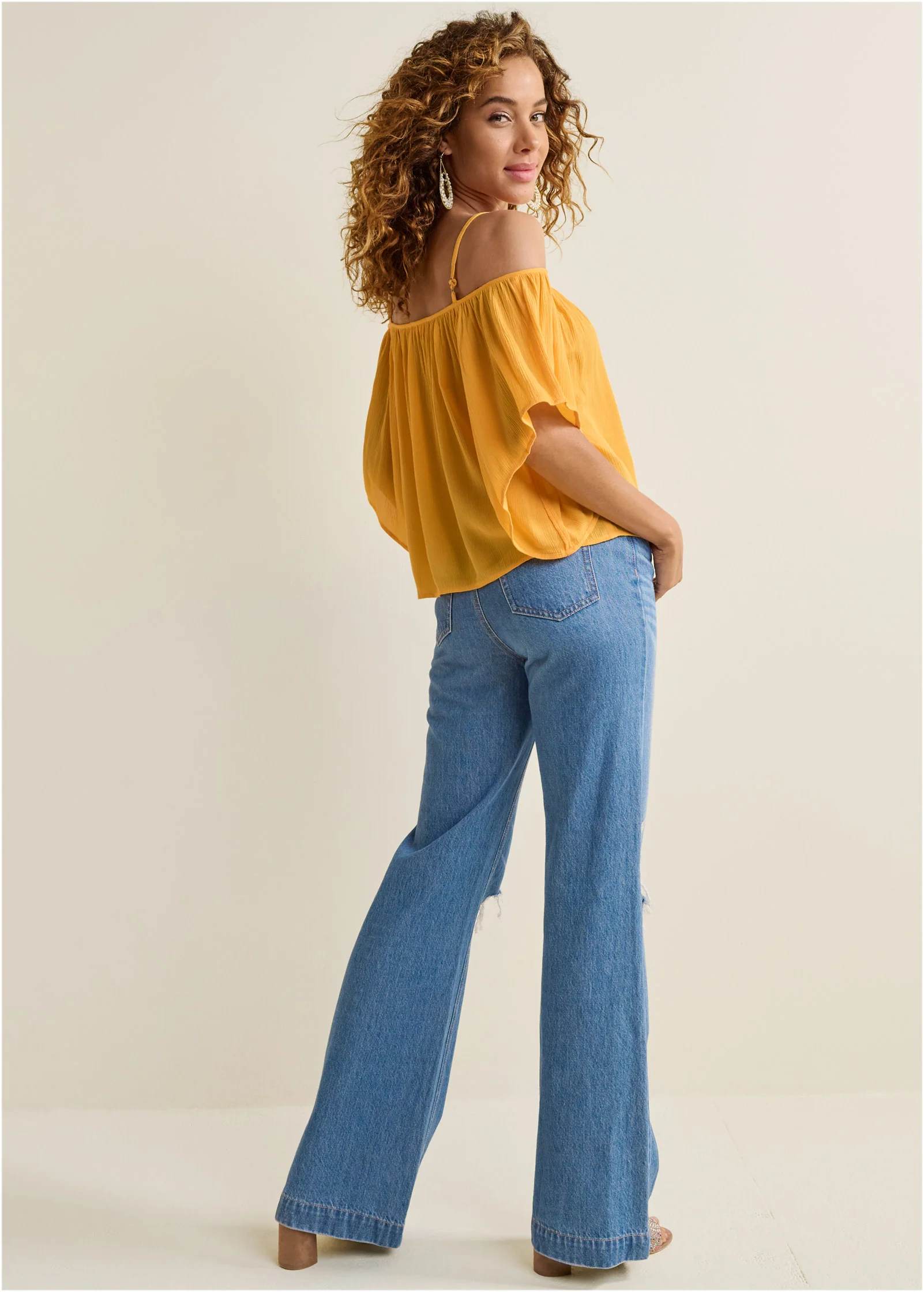 Cold shoulder top  - Yellow