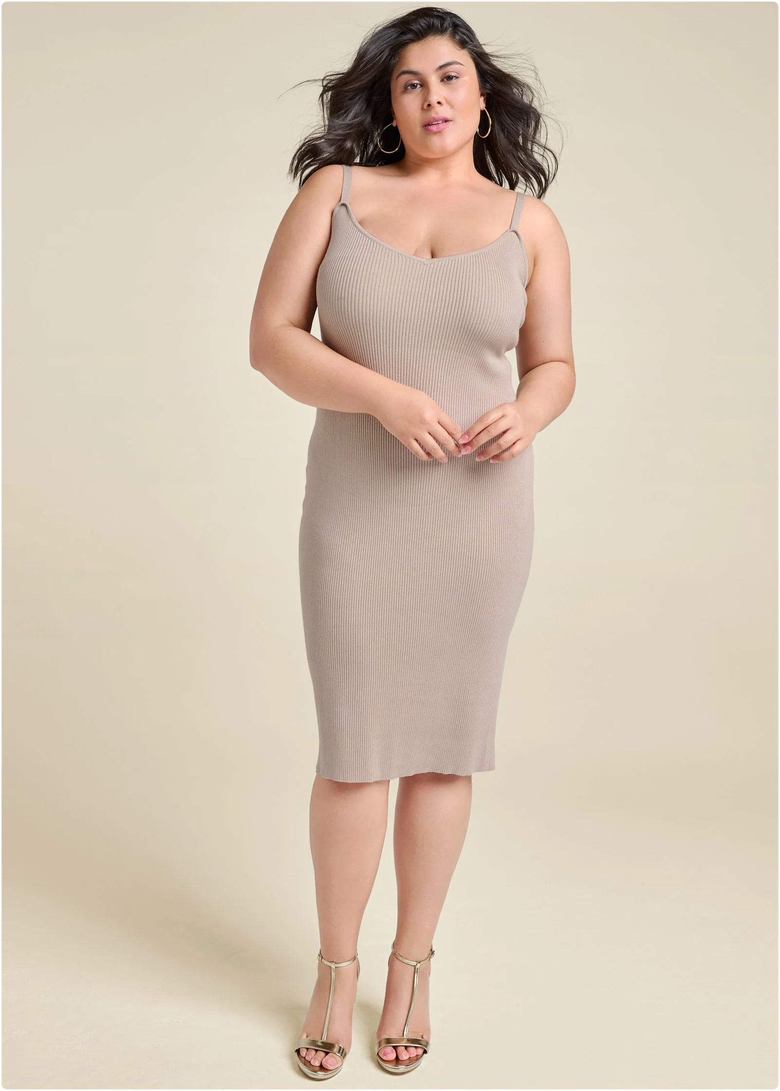 Shrug detail sweater dress  - Taupe