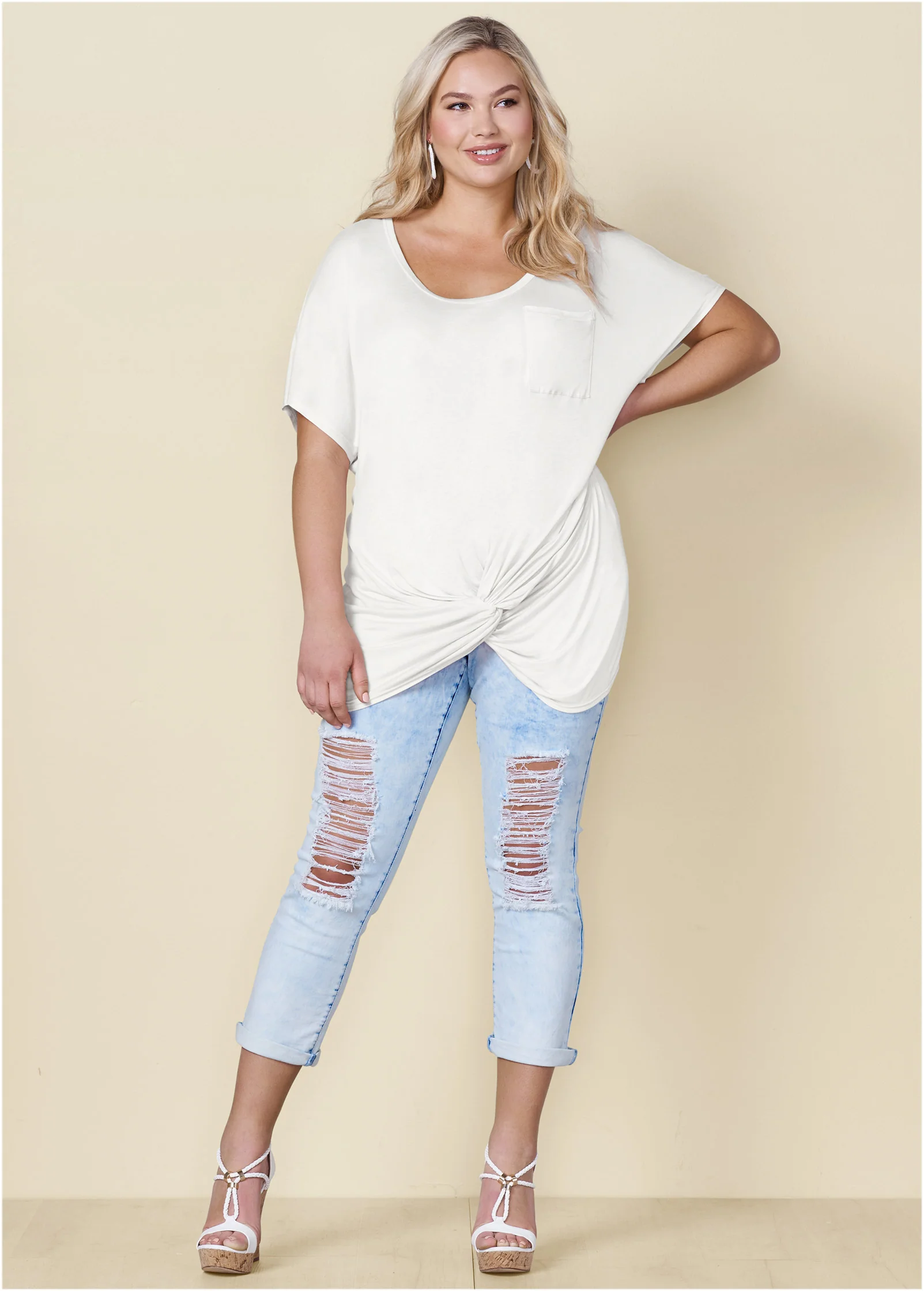 Twisted knot detail tee - White