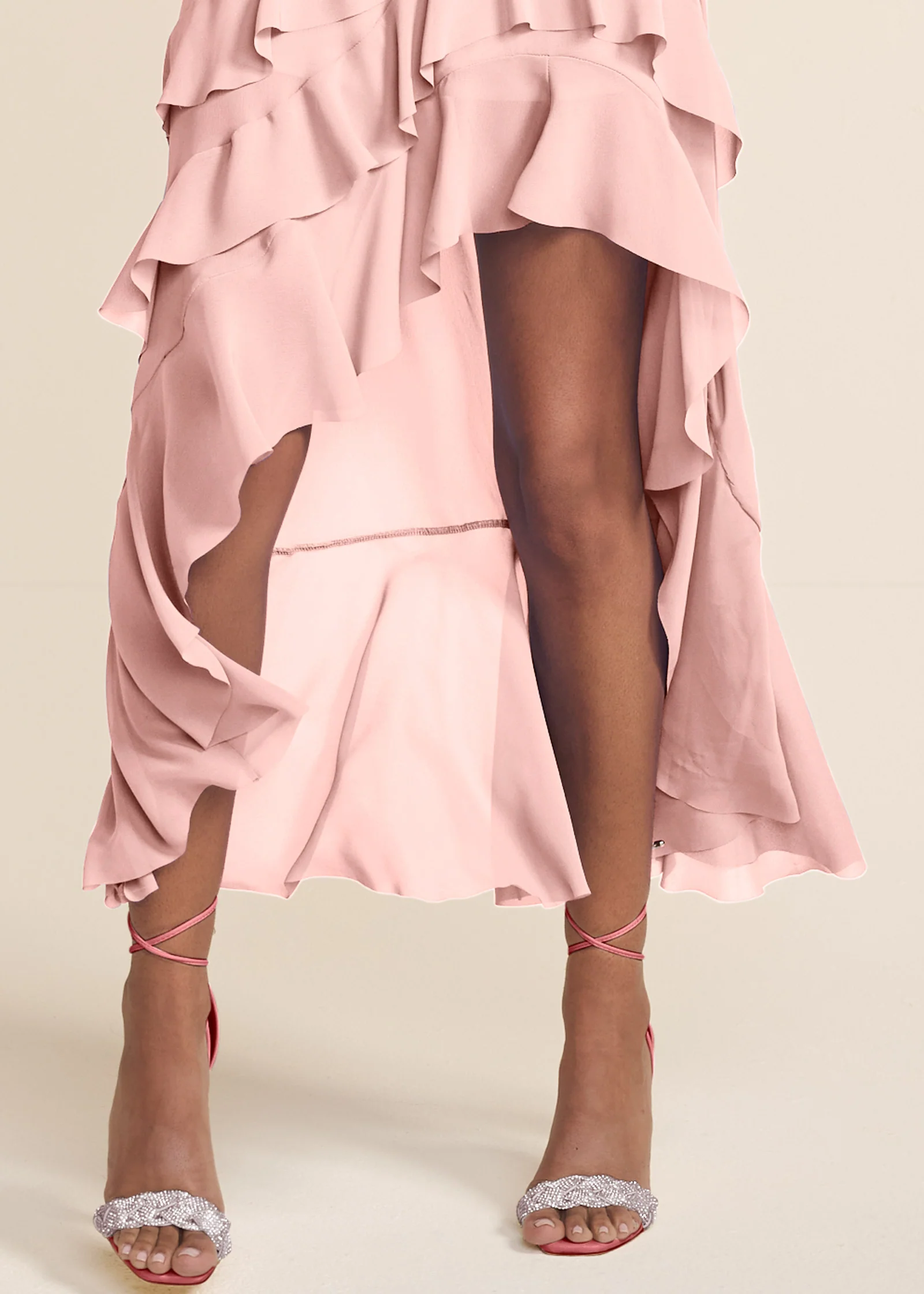 High-low ruffle maxi dress - Pink