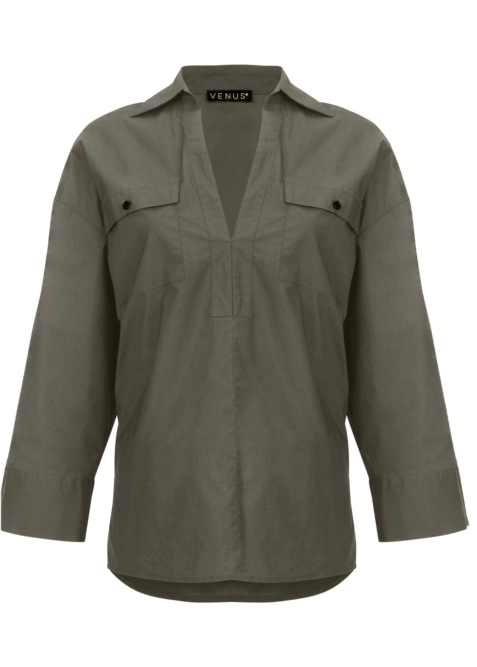 V-Neck oversized shirt - Olive