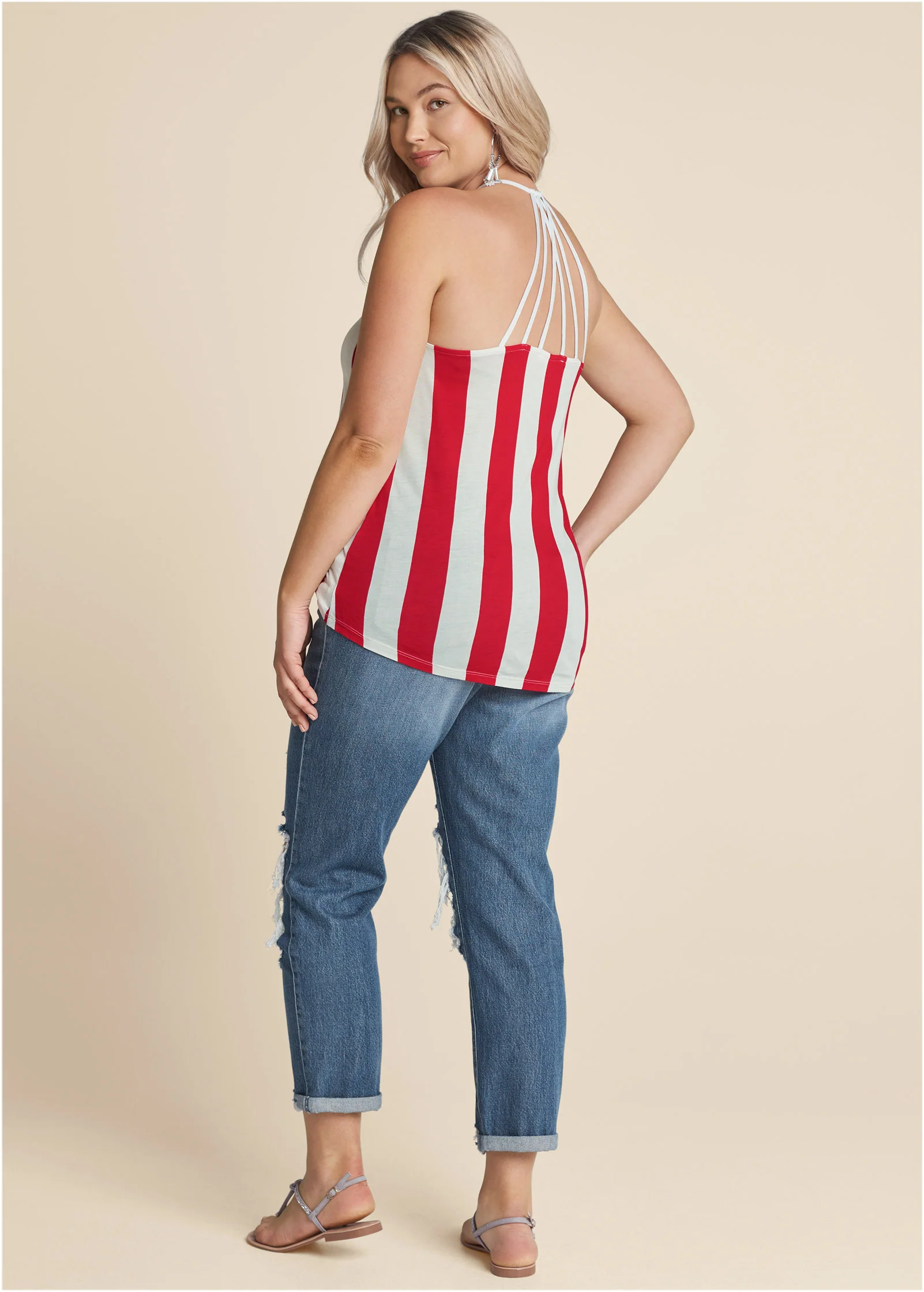 Strappy tank - Red & White